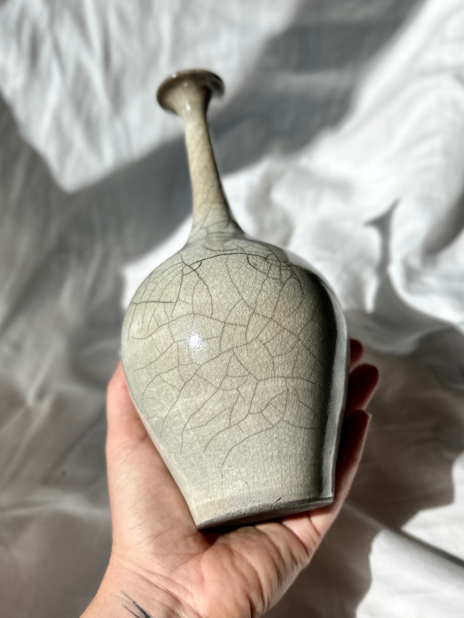 Raku white bottleneck no. 2