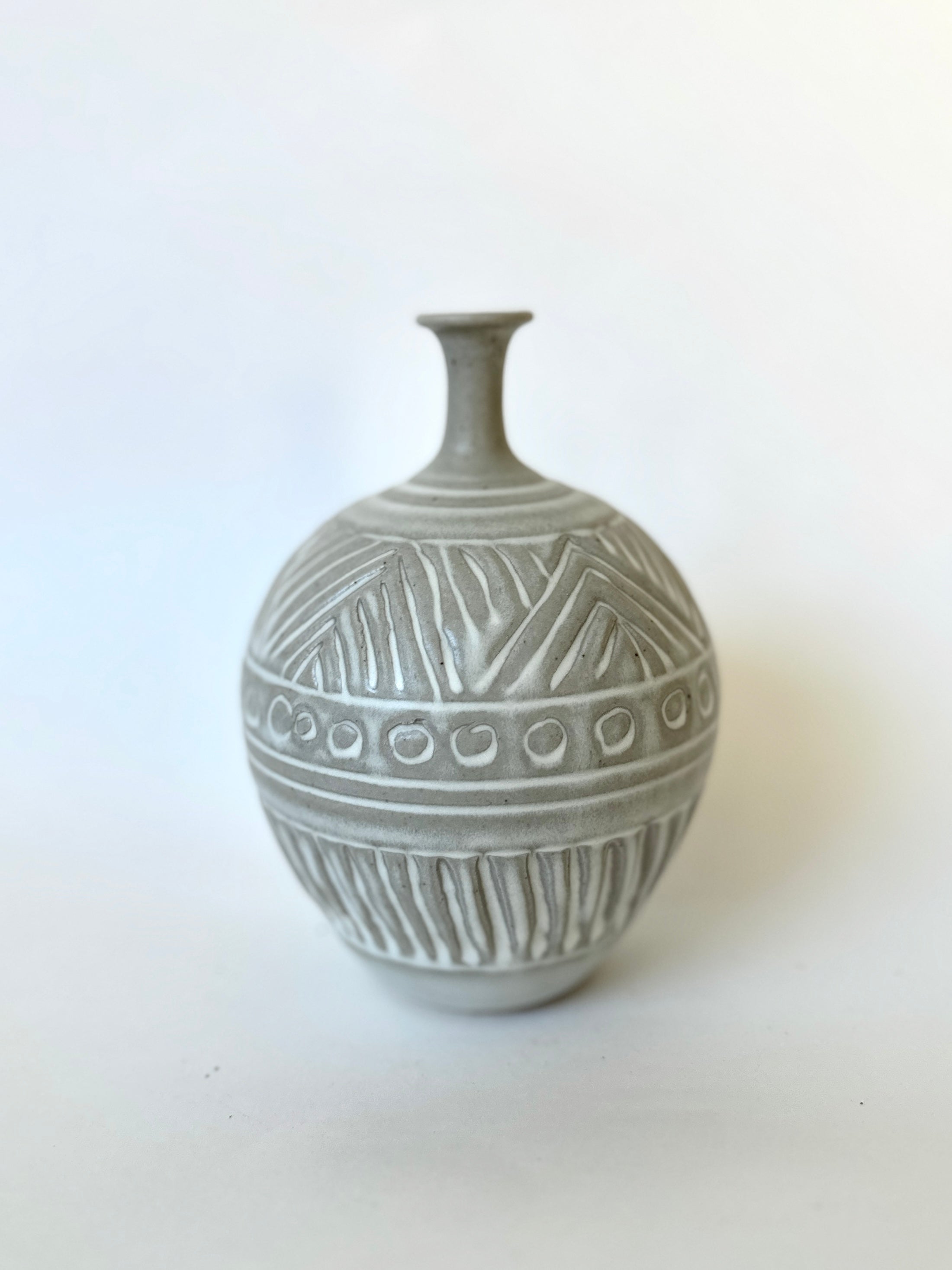 Matte white carved bottleneck no. 27