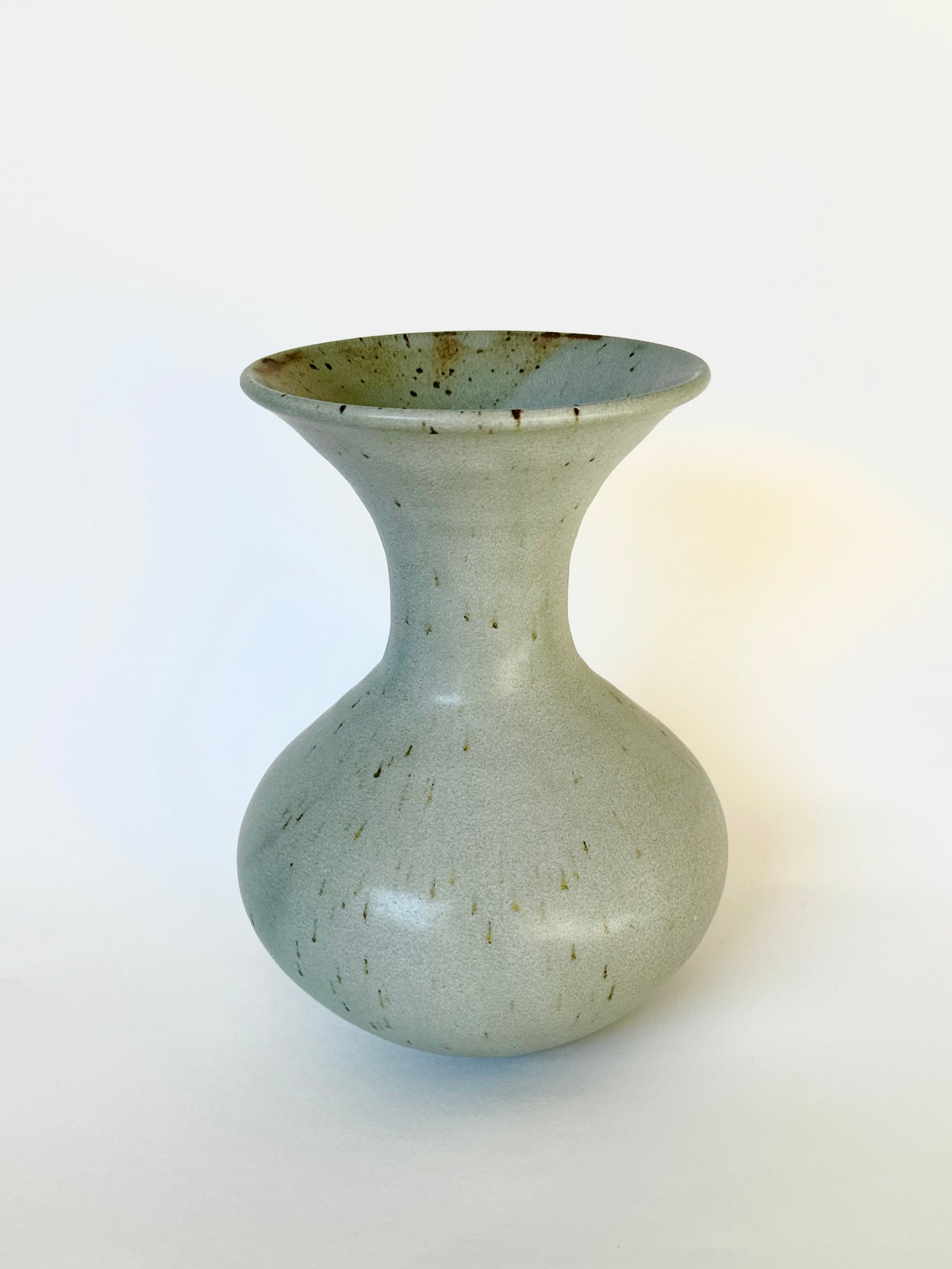 Soft blue speckled flared vessel No. 18