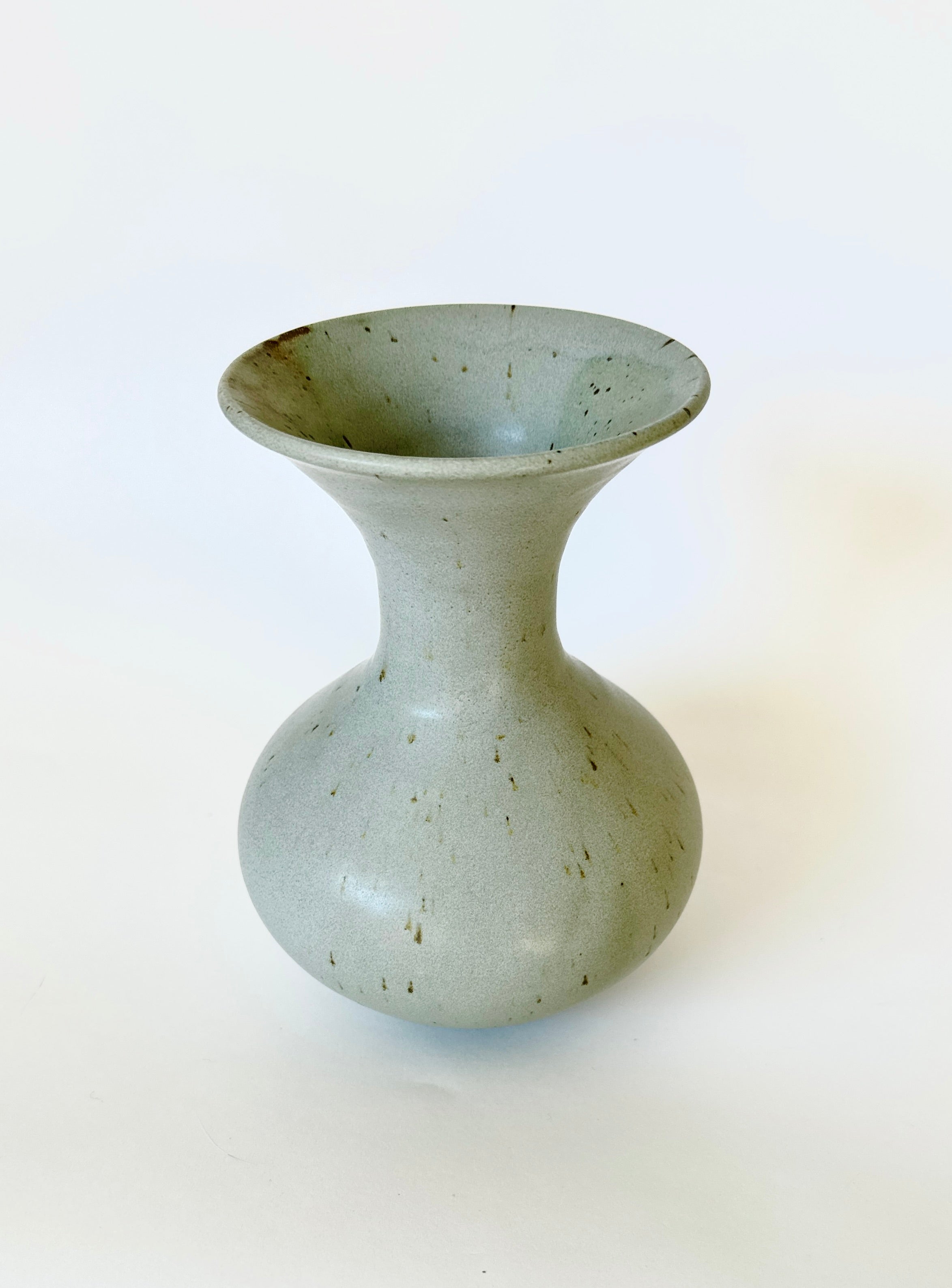 Soft blue speckled flared vessel No. 18