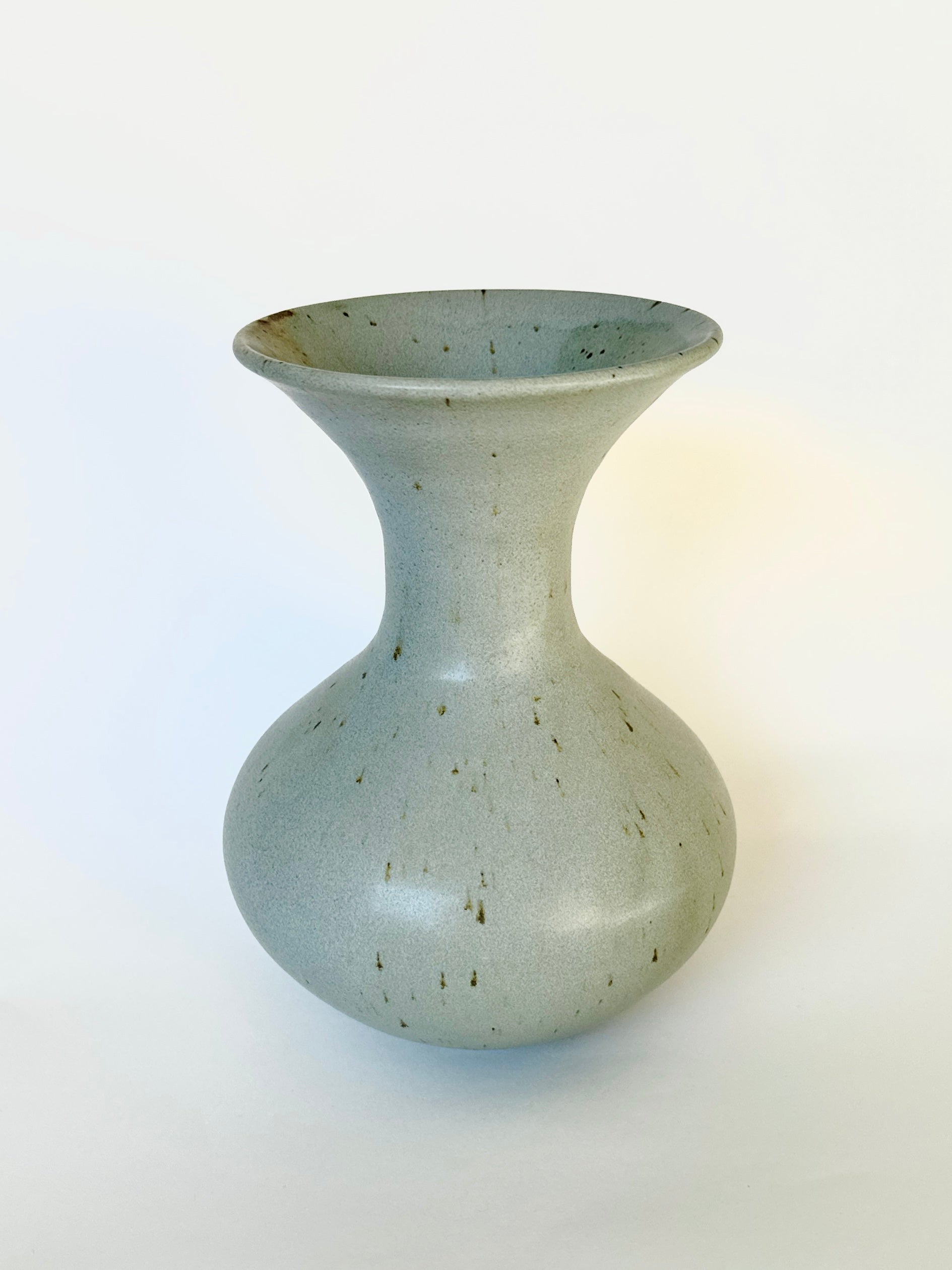 Soft blue speckled flared vessel No. 18