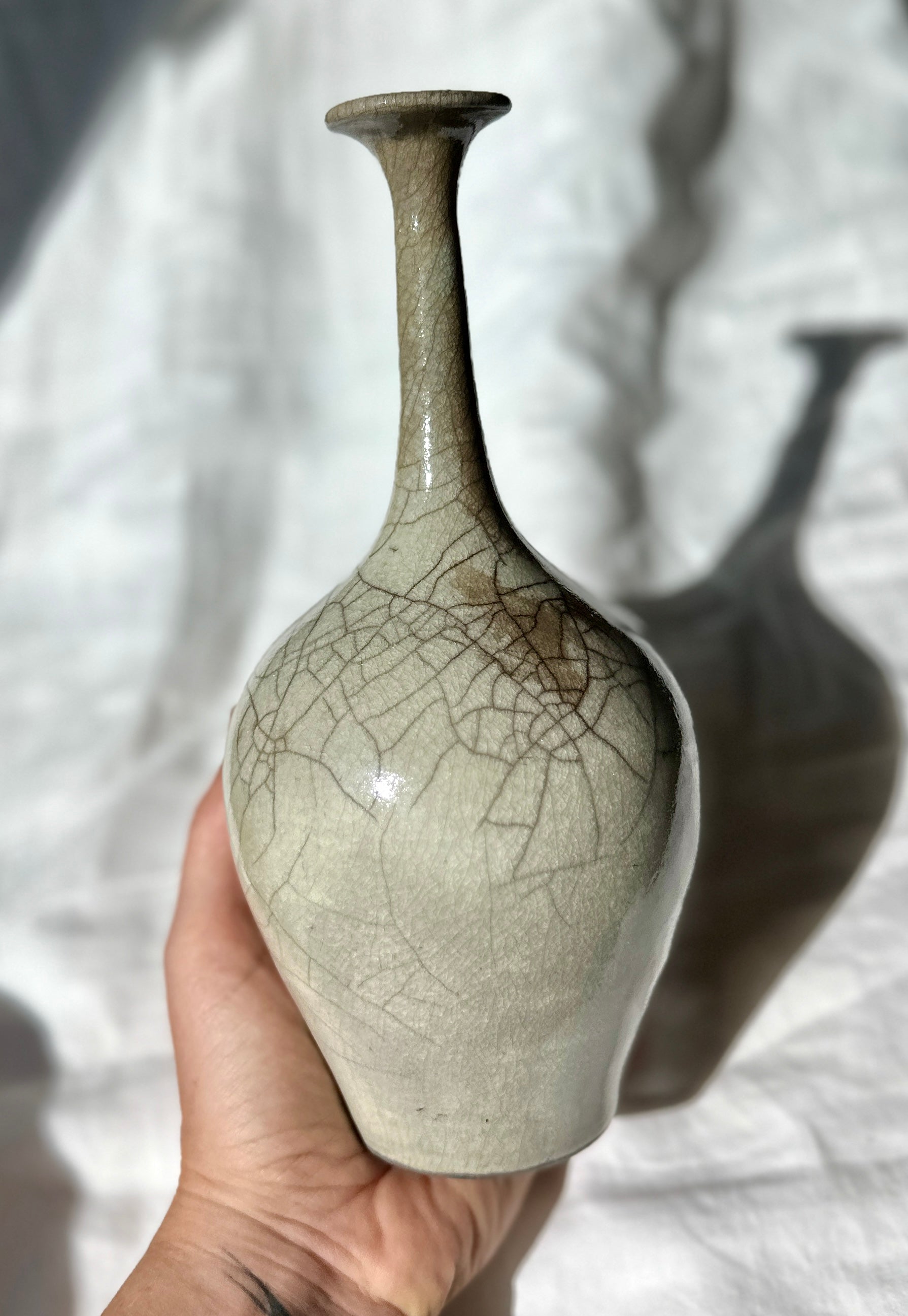 Raku white bottleneck no. 2