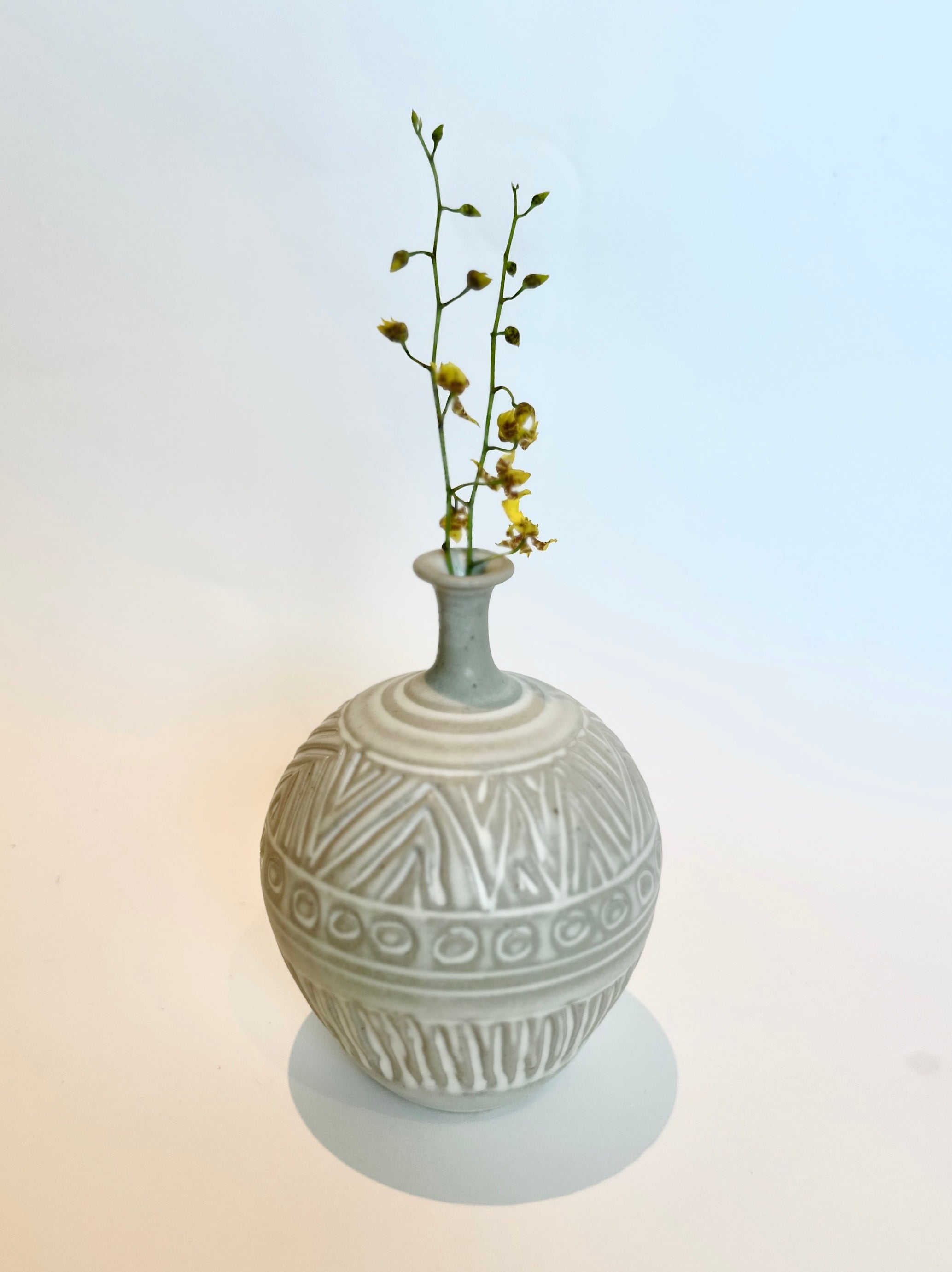 Matte white carved bottleneck no. 27