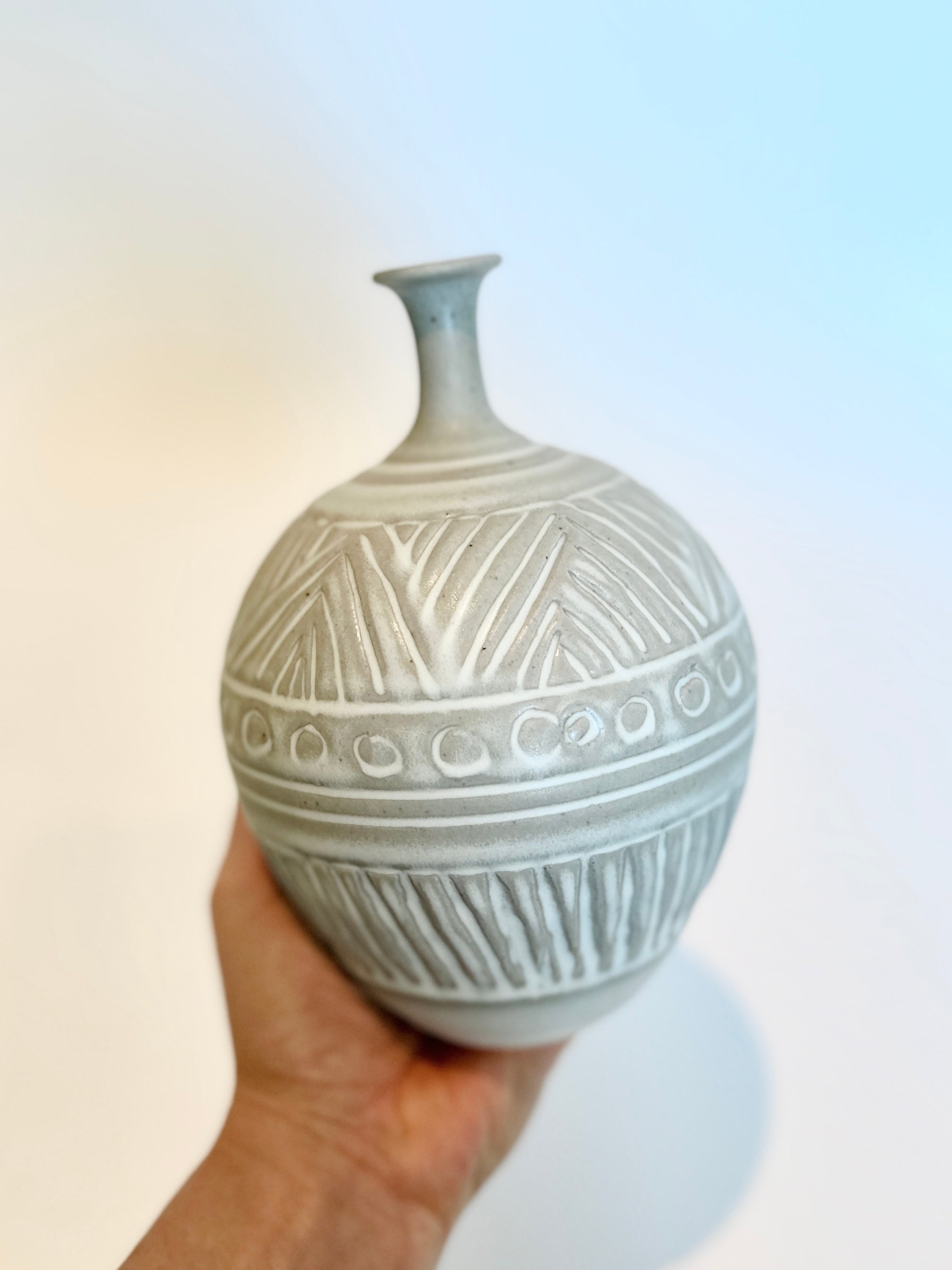 Matte white carved bottleneck no. 27