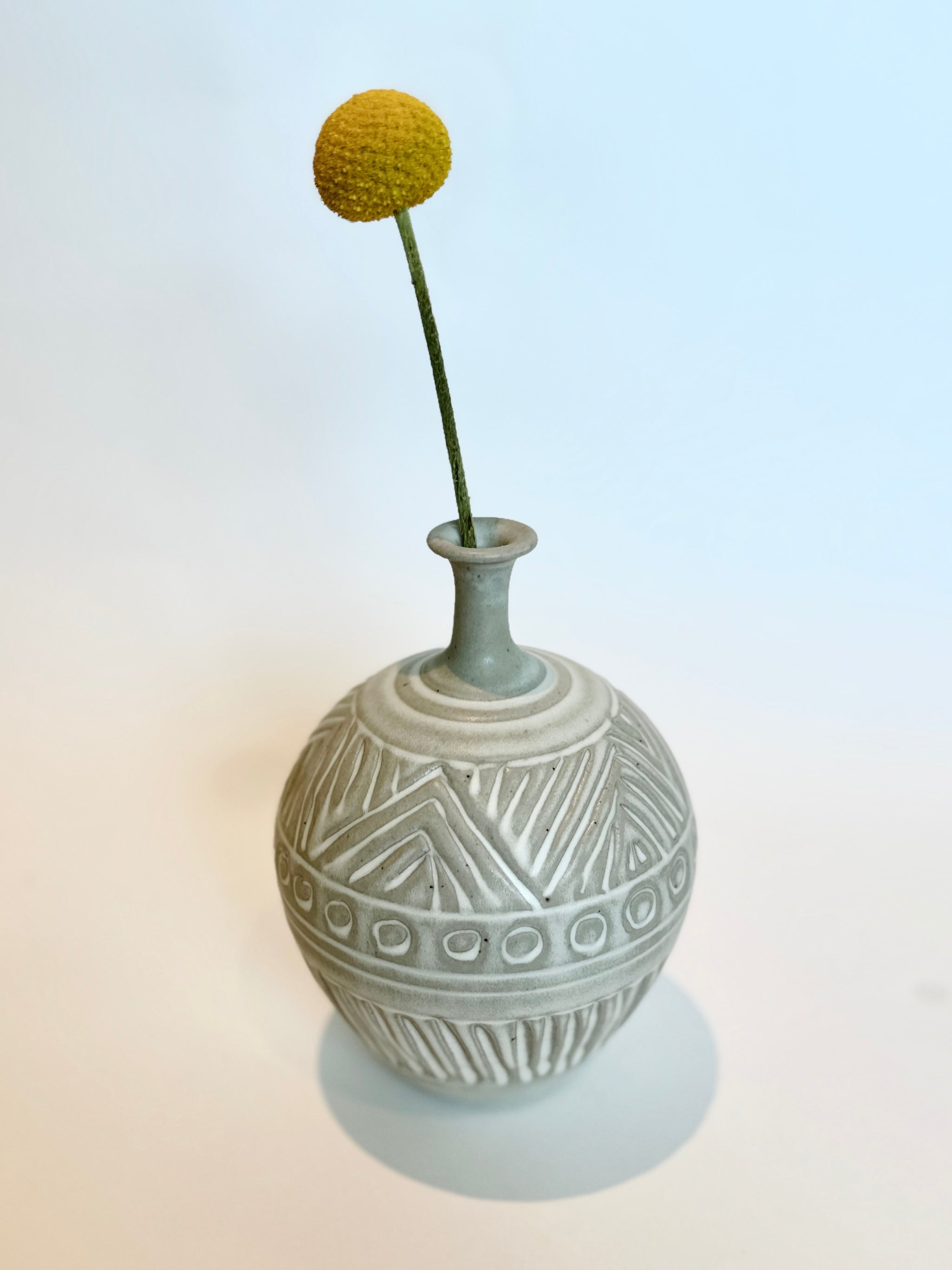 Matte white carved bottleneck no. 27