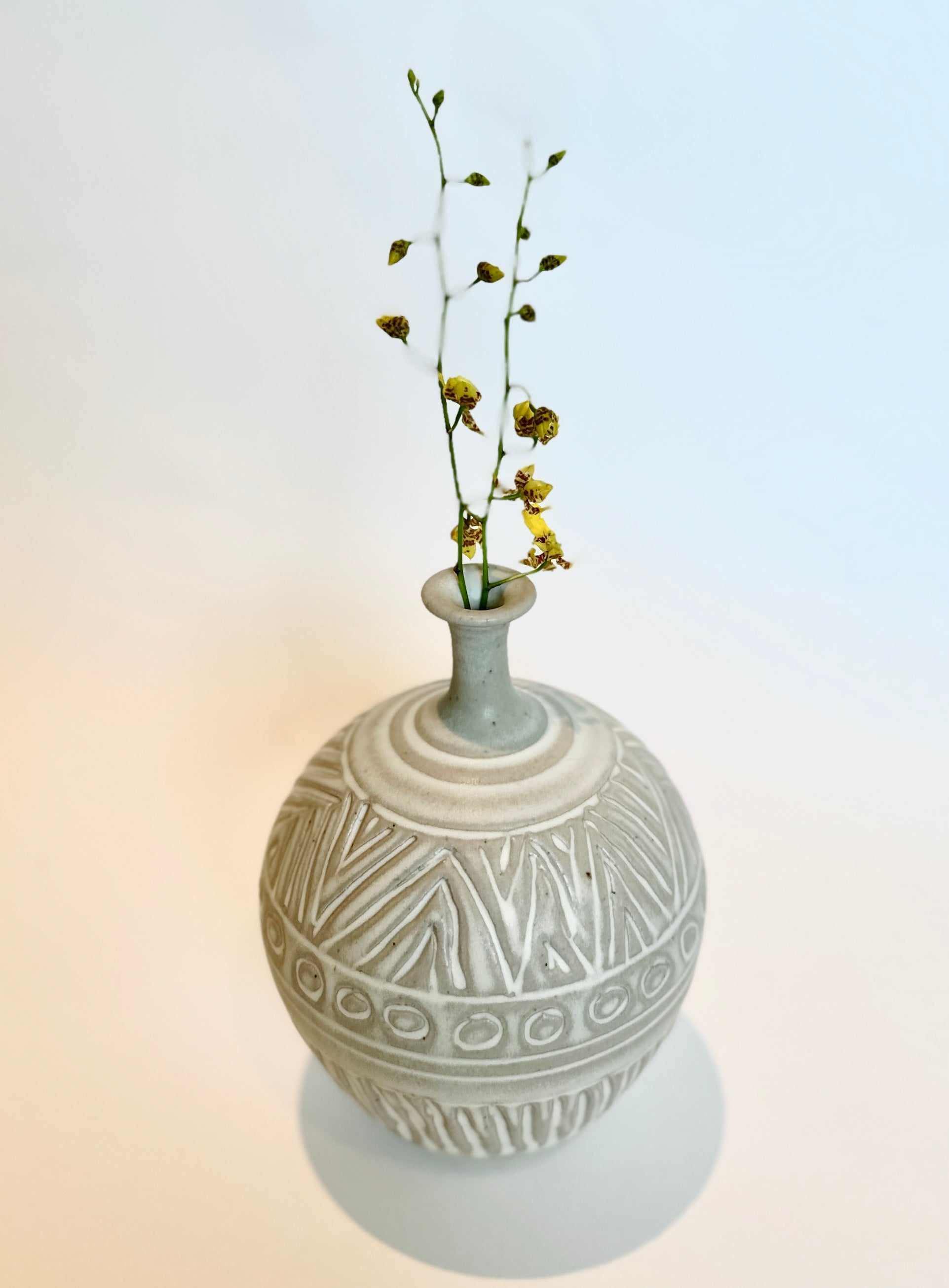 Matte white carved bottleneck no. 27