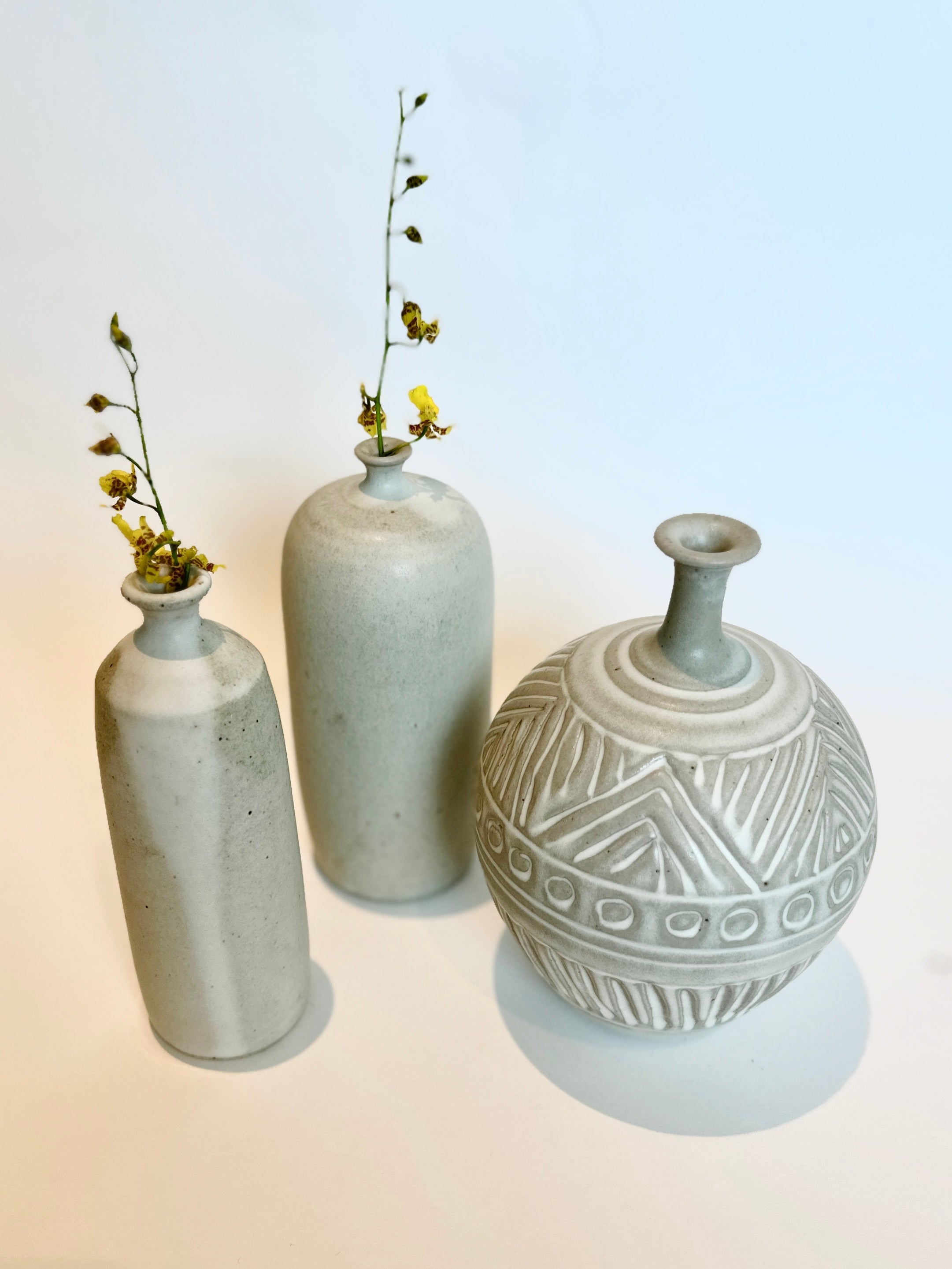 Matte white carved bottleneck no. 27