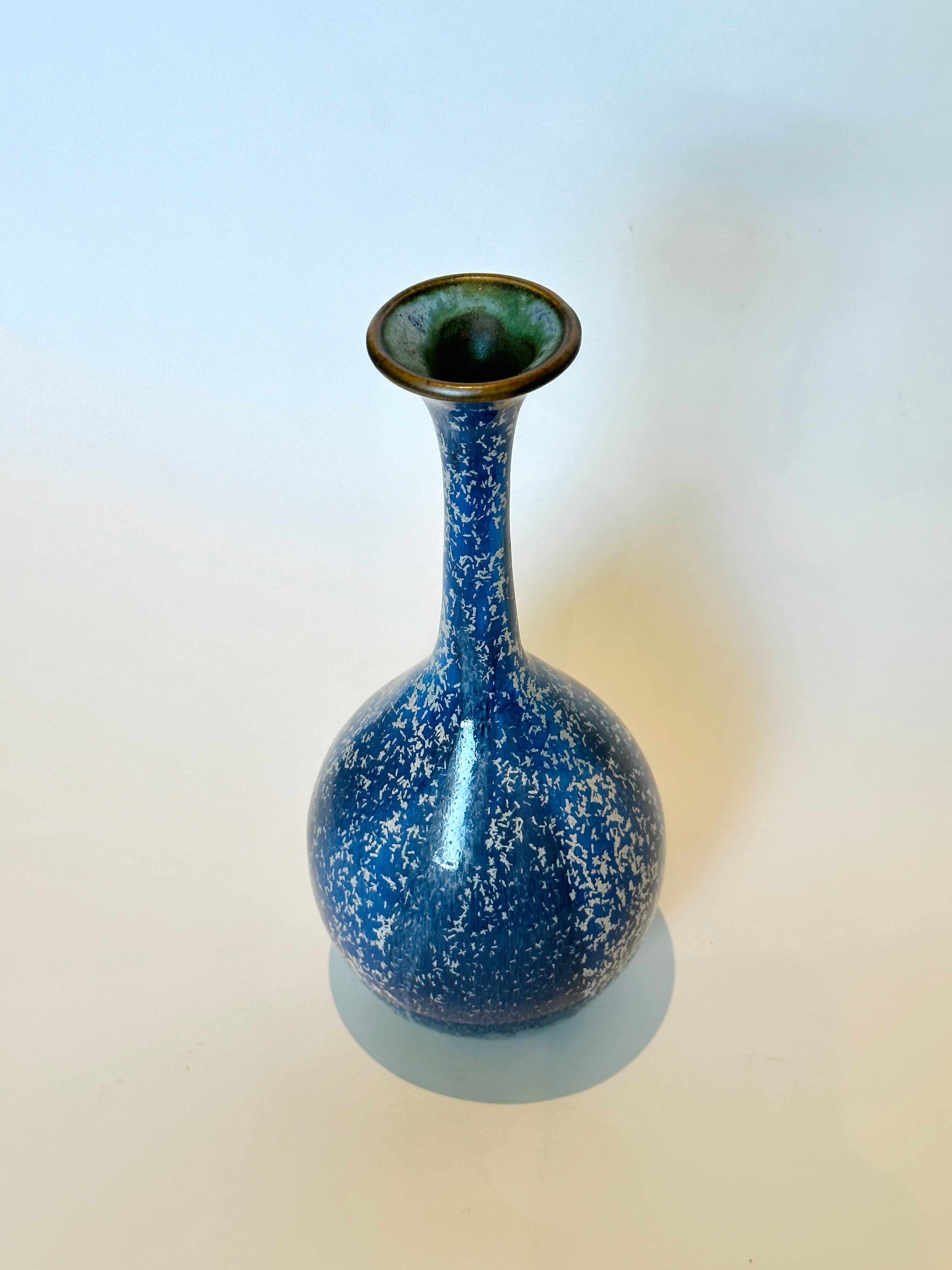 Frosty blue tall bottleneck no. 5
