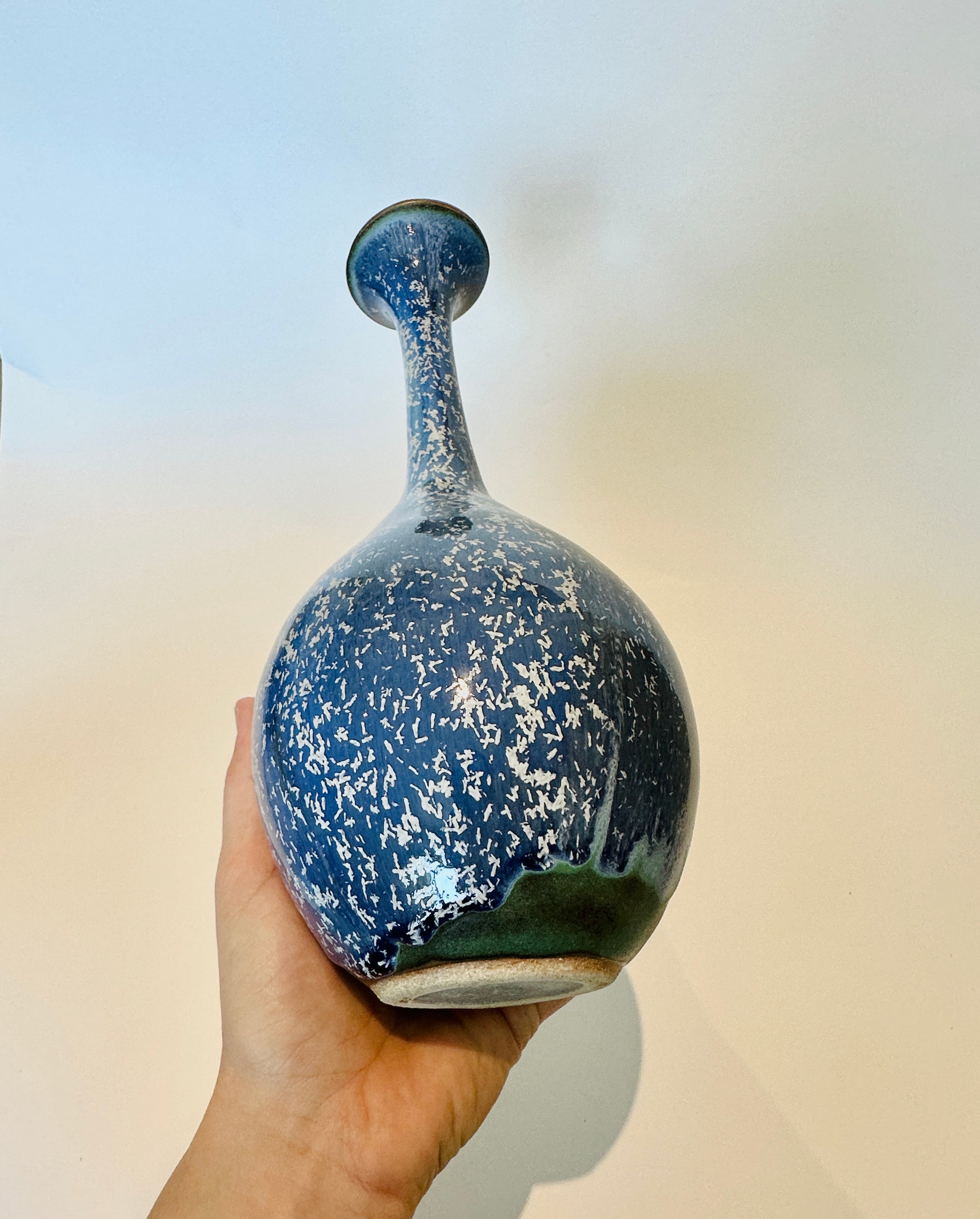 Frosty blue tall bottleneck no. 5