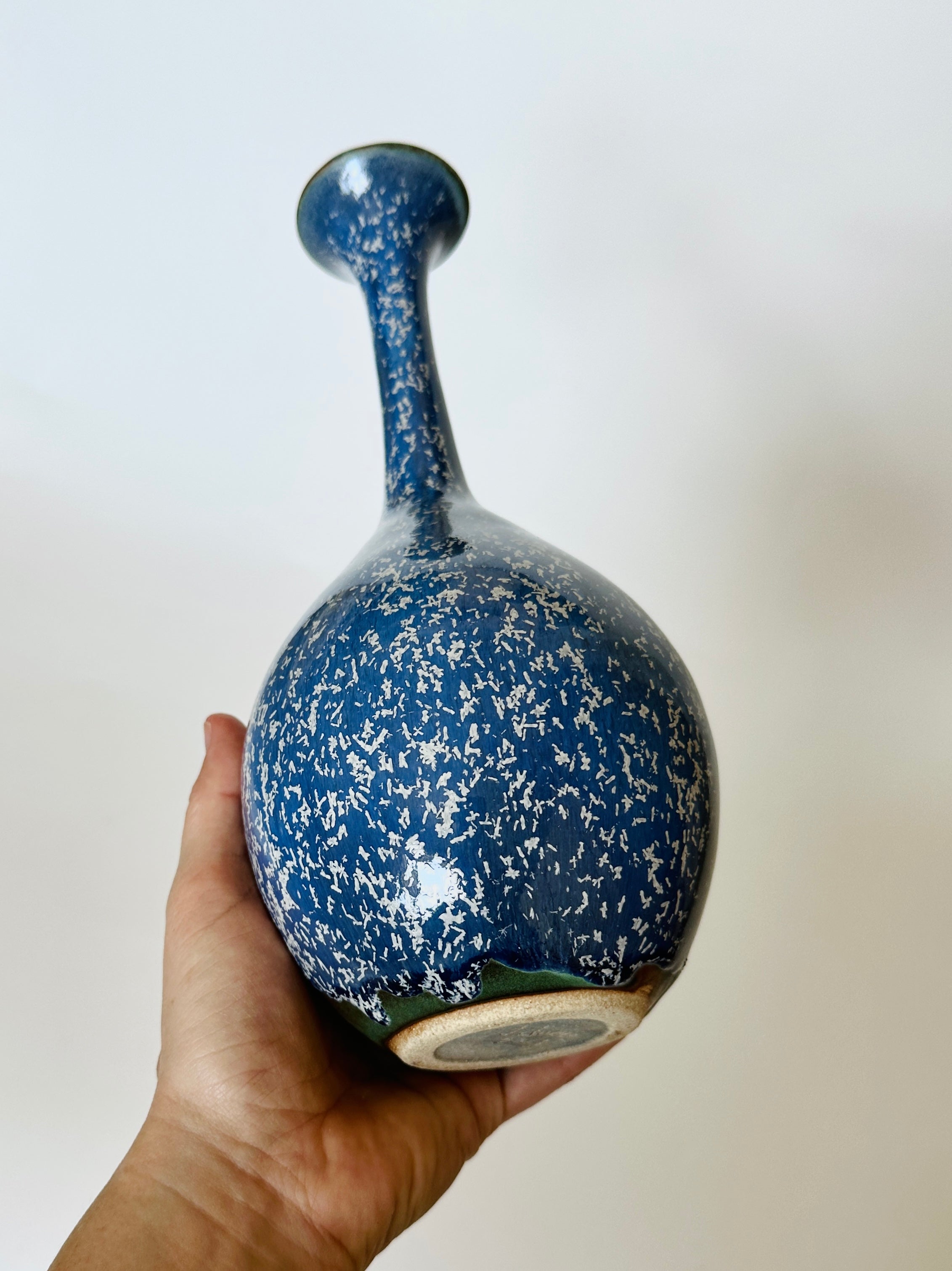 Frosty blue tall bottleneck no. 5