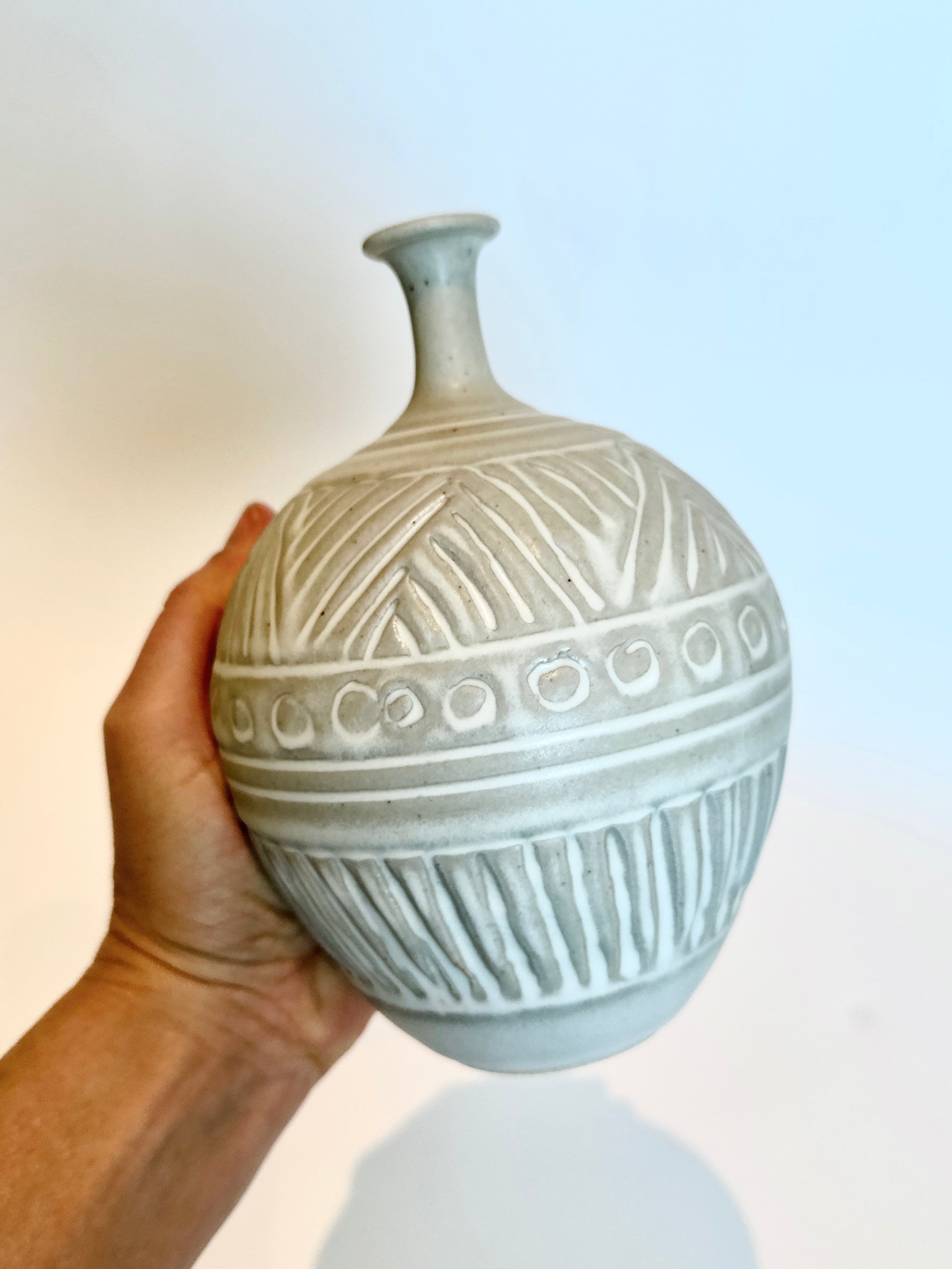 Matte white carved bottleneck no. 27