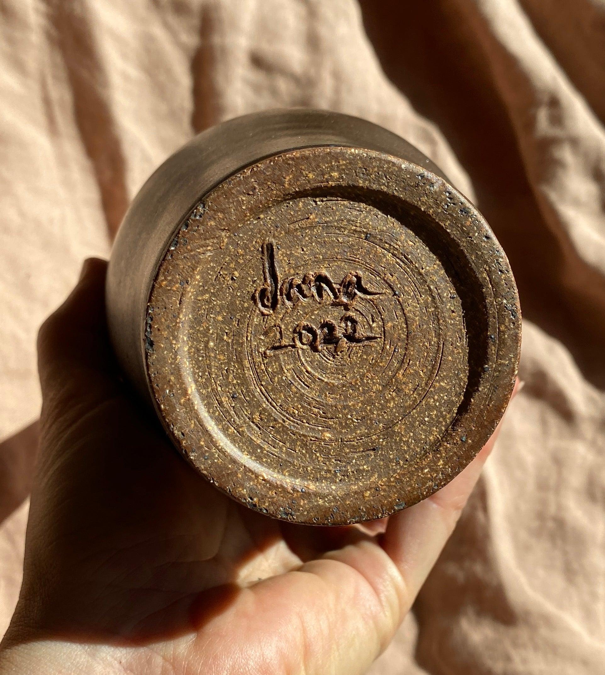 Bronze decorative bottle with green highlights - Dana Chieco Studio