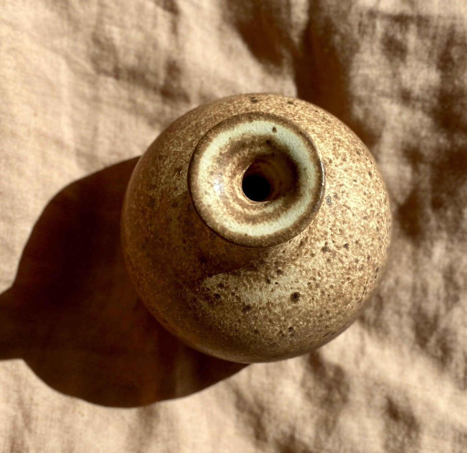 Speckled warm satin white bottle-neck decorative vase No. 13 - Dana Chieco Studio