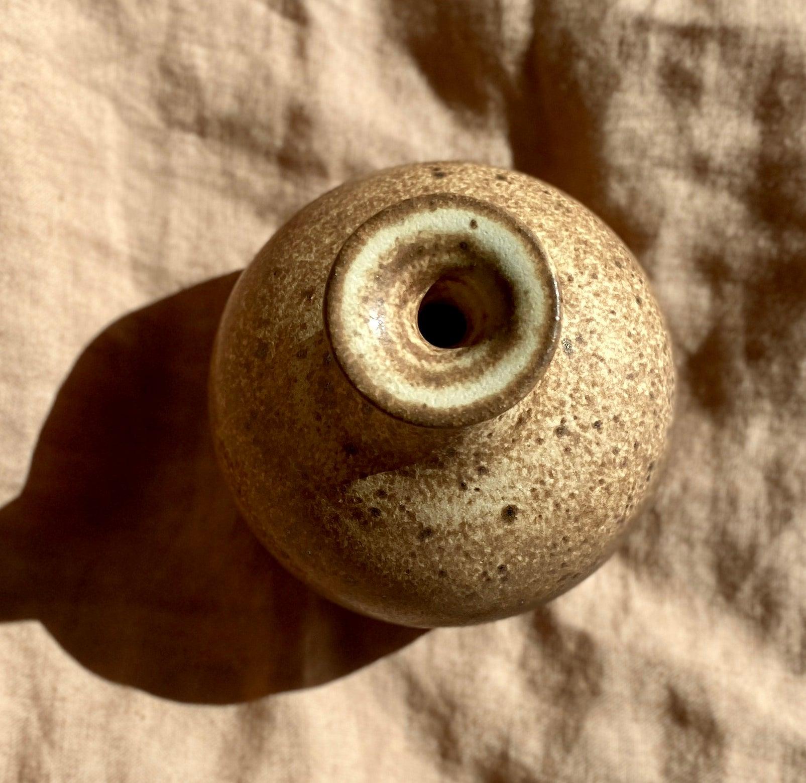 Speckled warm satin white bottle-neck decorative vase No. 13 - Dana Chieco Studio