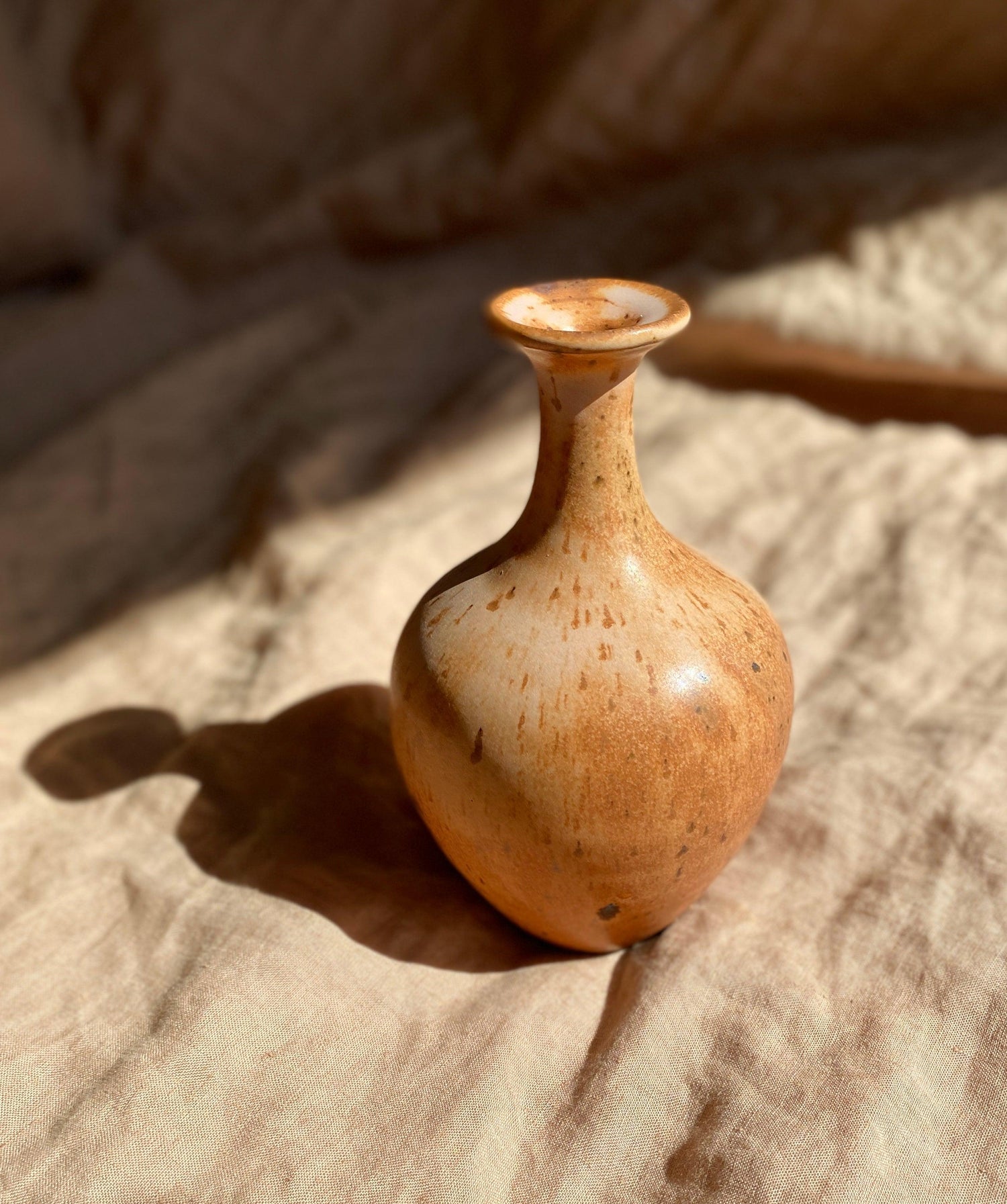 Pink/peach speckled bottle neck vase No. 6 - Dana Chieco Studio