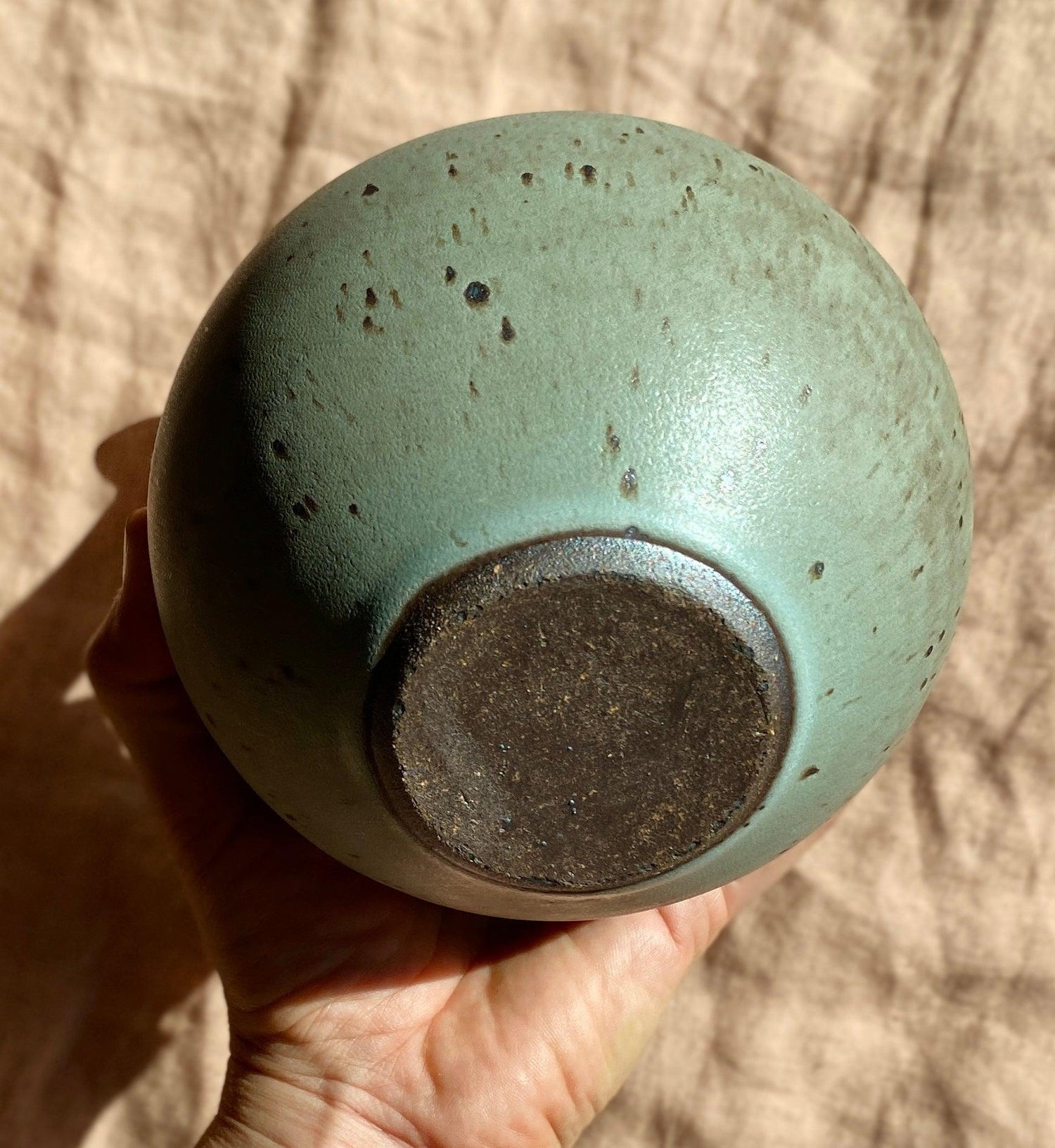 Blue speckled wide vase with bottle-neck No. 7 - Dana Chieco Studio