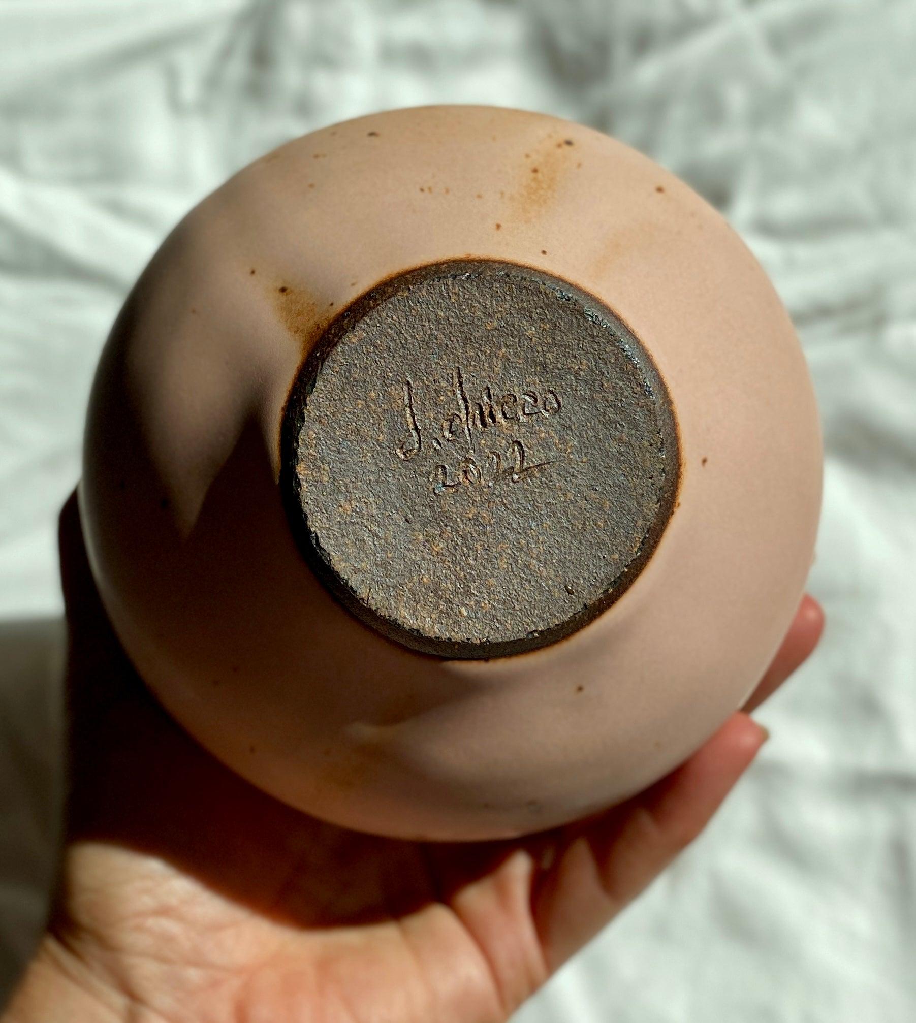 Pink/peach speckled wide vase No. 7 - Dana Chieco Studio