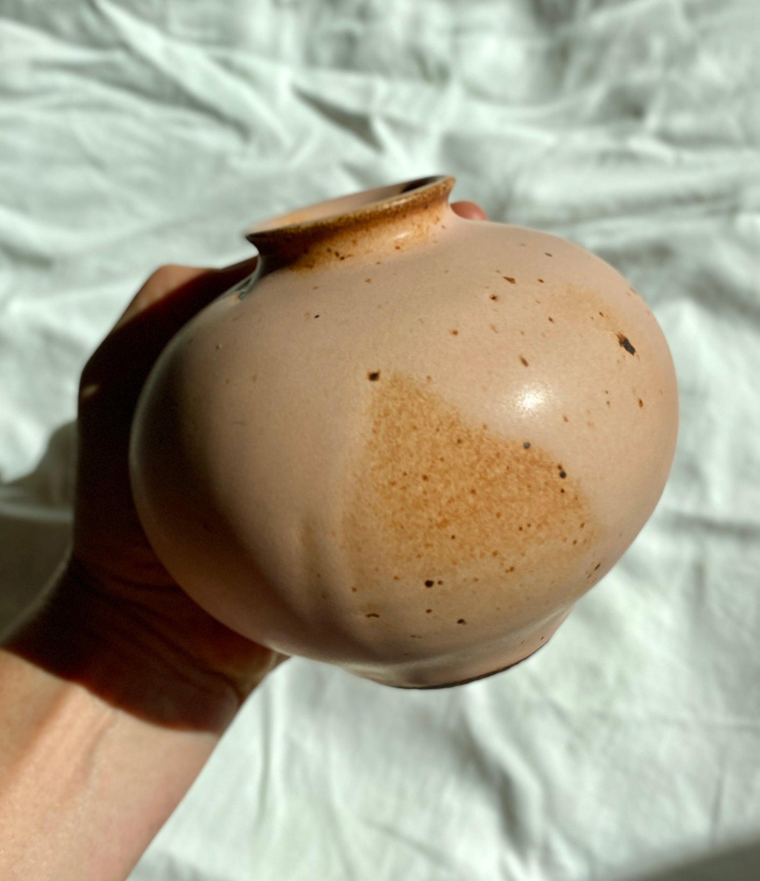 Pink/peach speckled wide vase No. 7 - Dana Chieco Studio