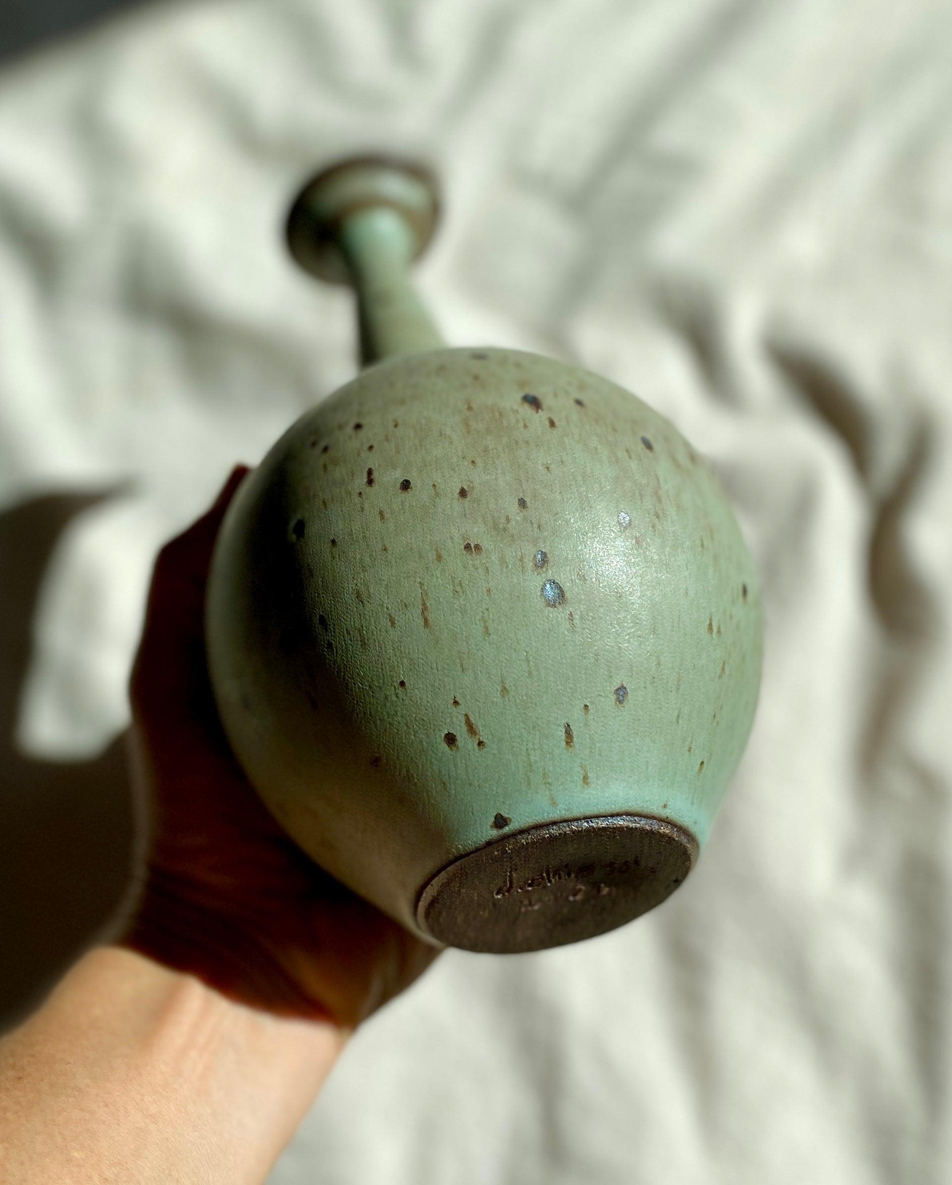 Blue speckled bottle-neck vase No. 9 - Dana Chieco Studio