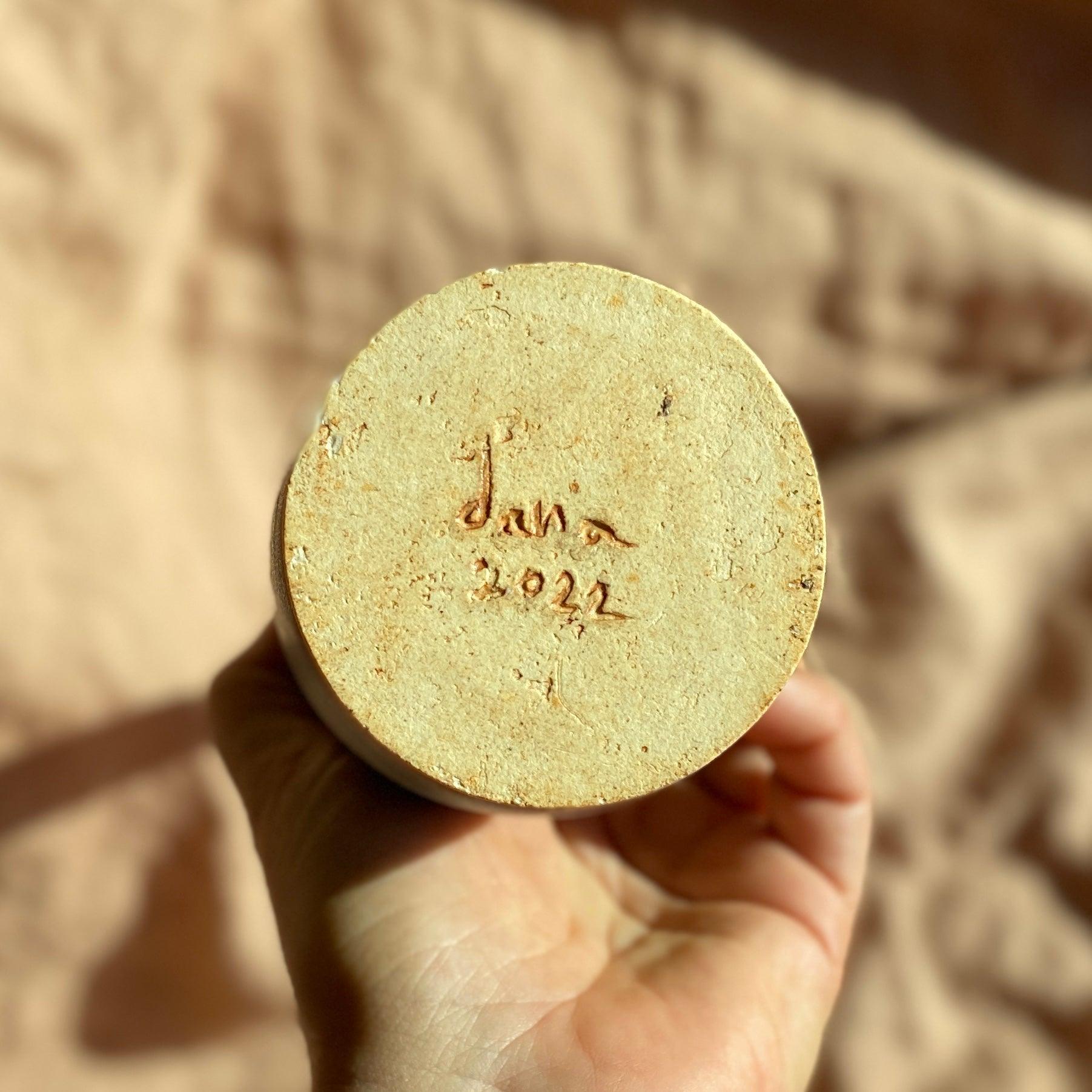 Gray and tan decorative bottle No. 1 - Dana Chieco Studio