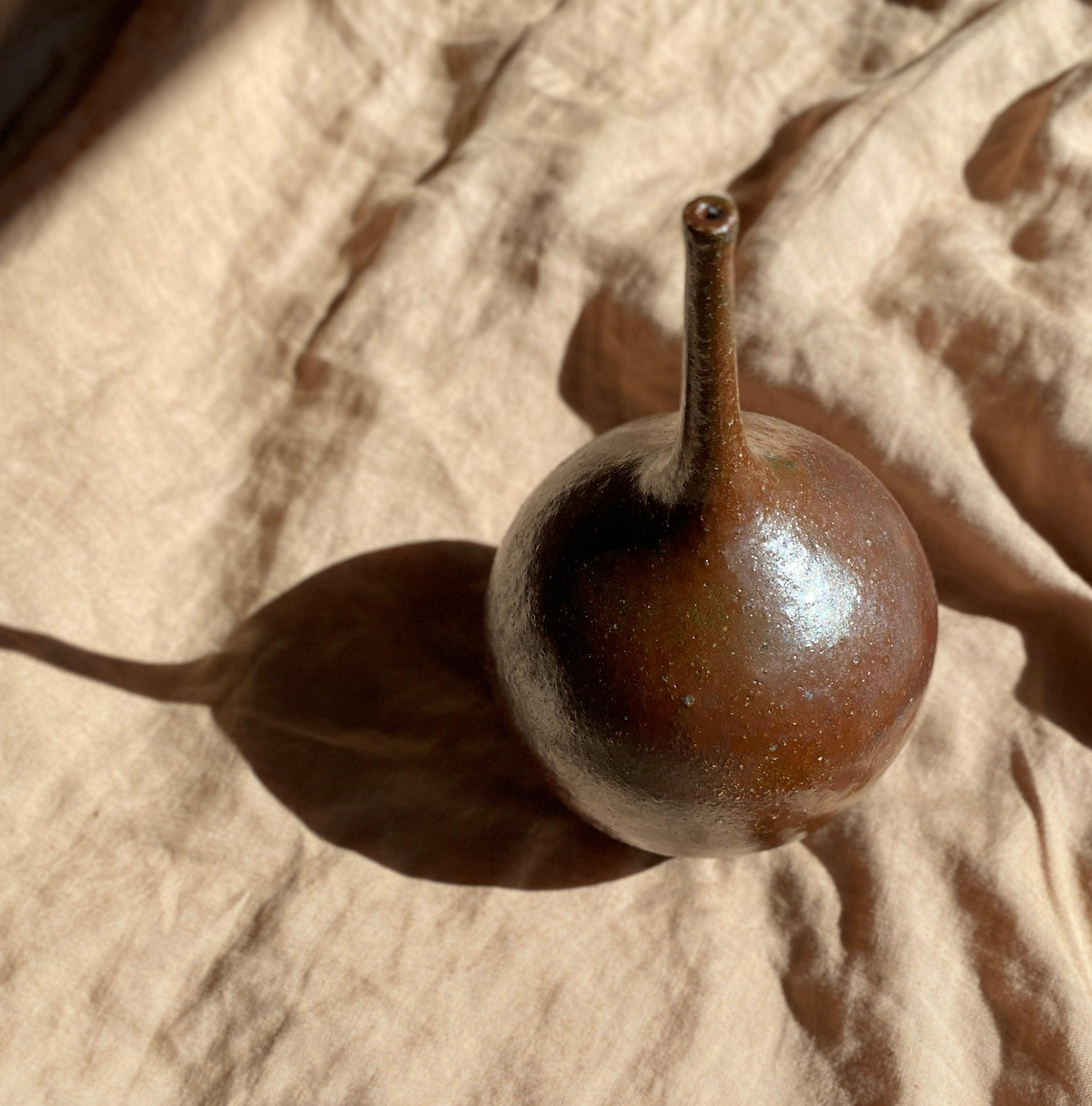 Celadon skinny neck vase made with red clay - Dana Chieco Studio