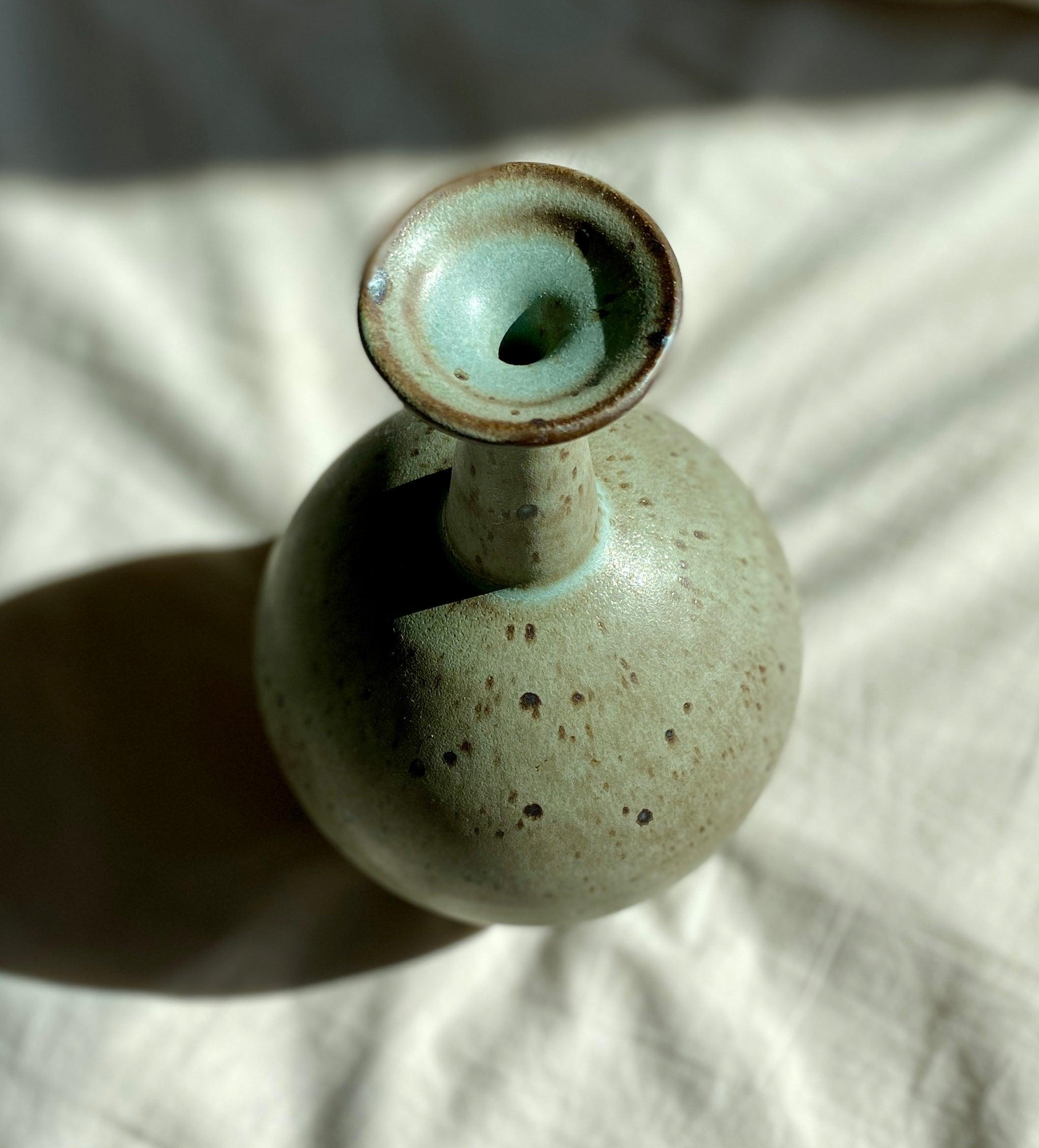 Blue speckled bottle-neck vase No. 9 - Dana Chieco Studio