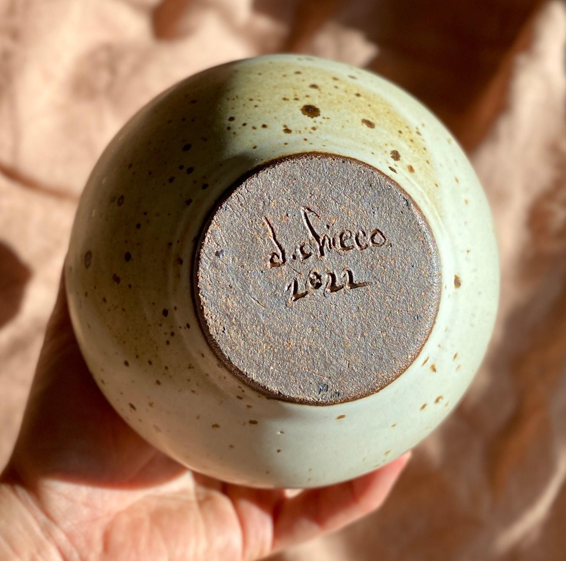 Matte white speckled bottle-neck vase No. 14 - Dana Chieco Studio