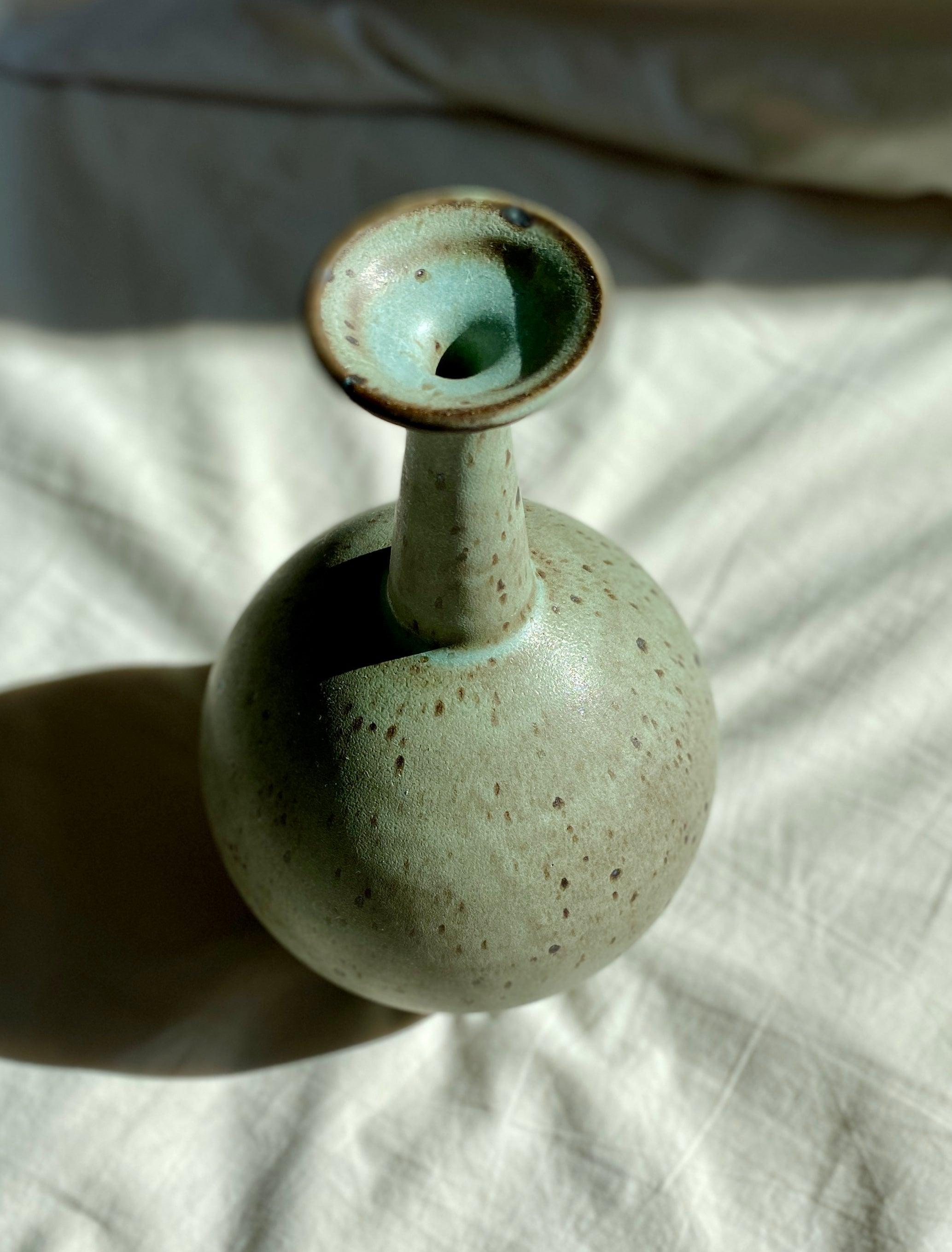 Blue speckled bottle-neck vase No. 9 - Dana Chieco Studio