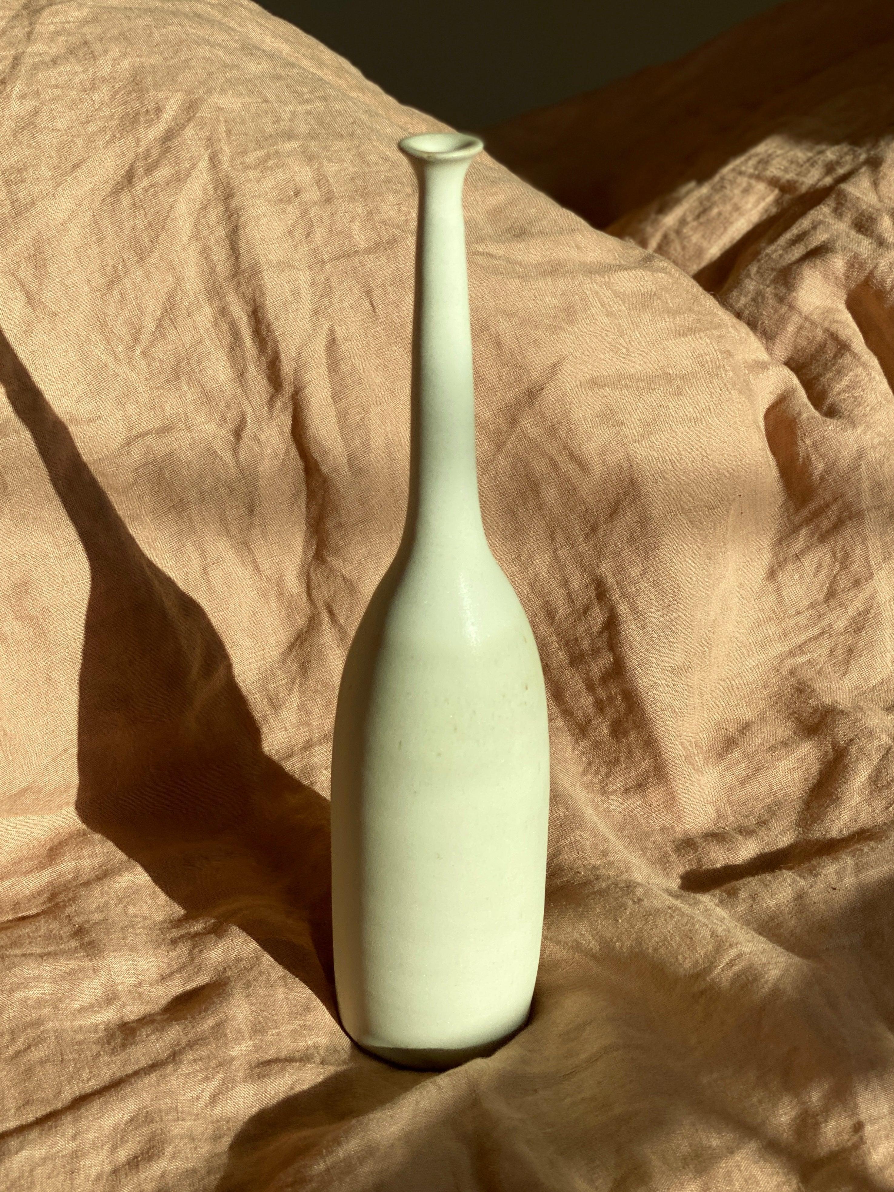 Matte white tall decorative bottle No. 4 - Dana Chieco Studio