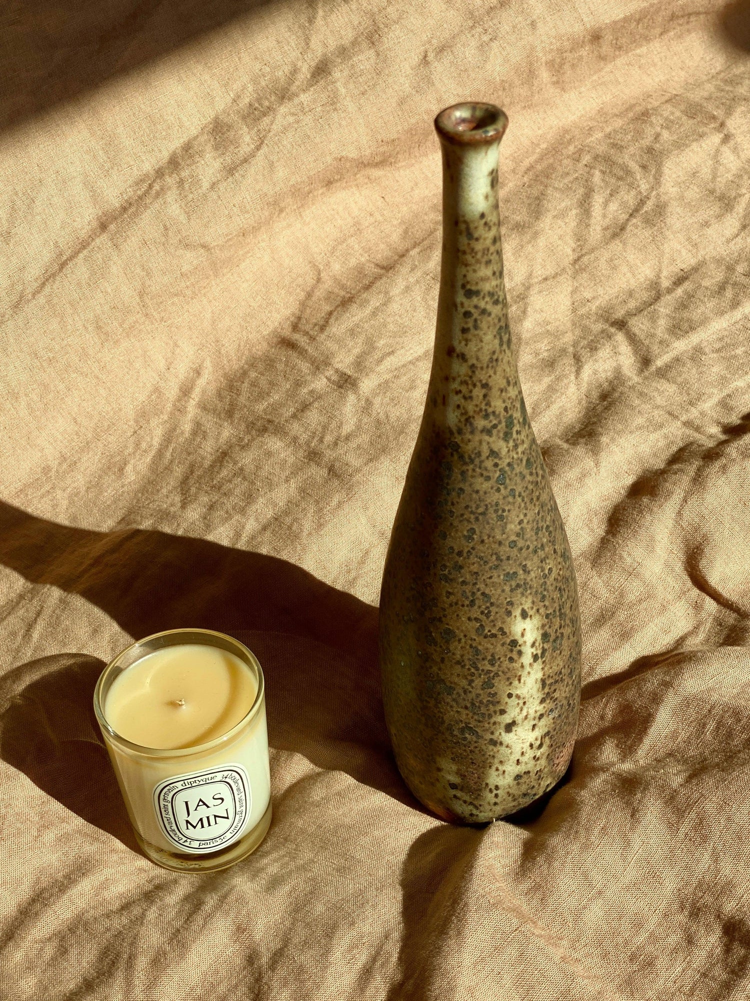 Matte white speckled decorative bottle No. 9 - Dana Chieco Studio
