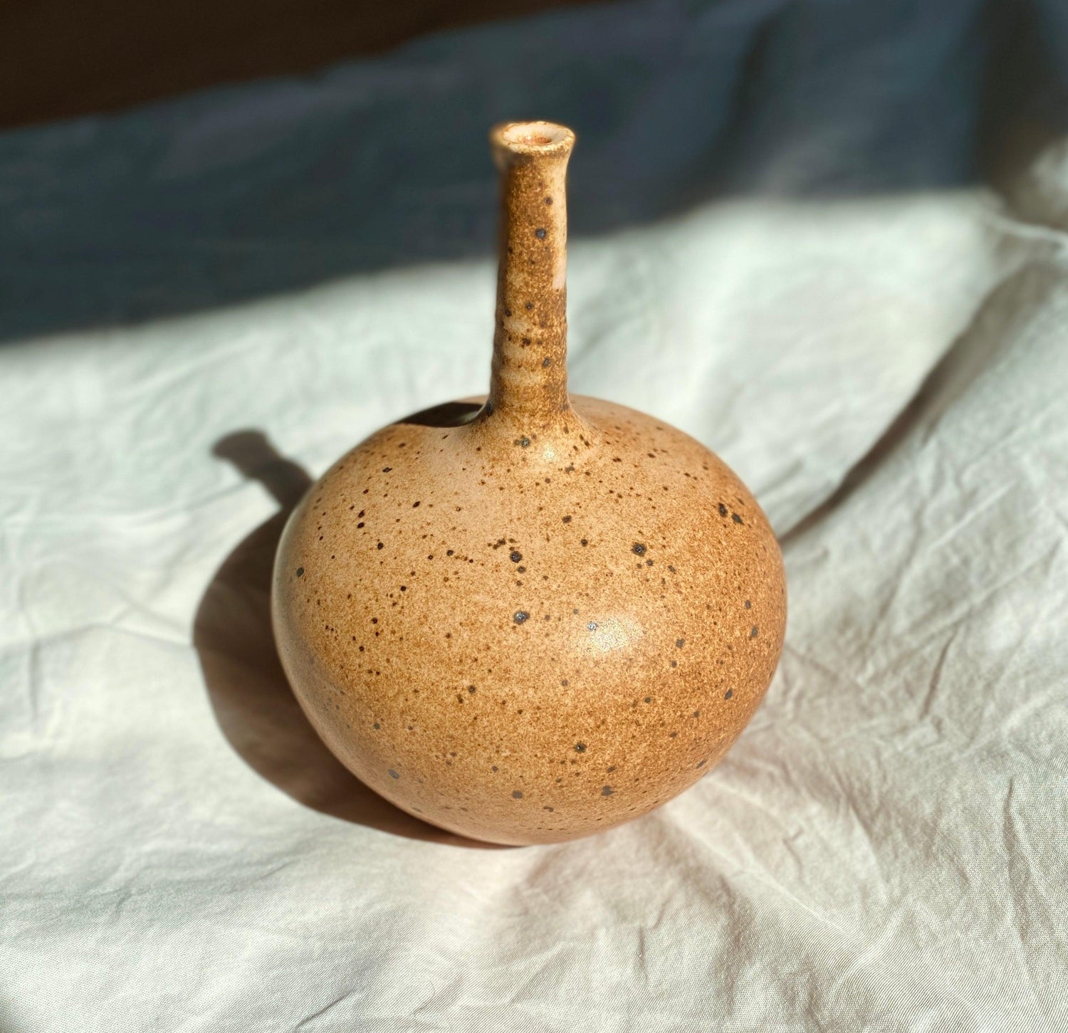 Pink/peach speckled skinny neck vase No. 4 - Dana Chieco Studio