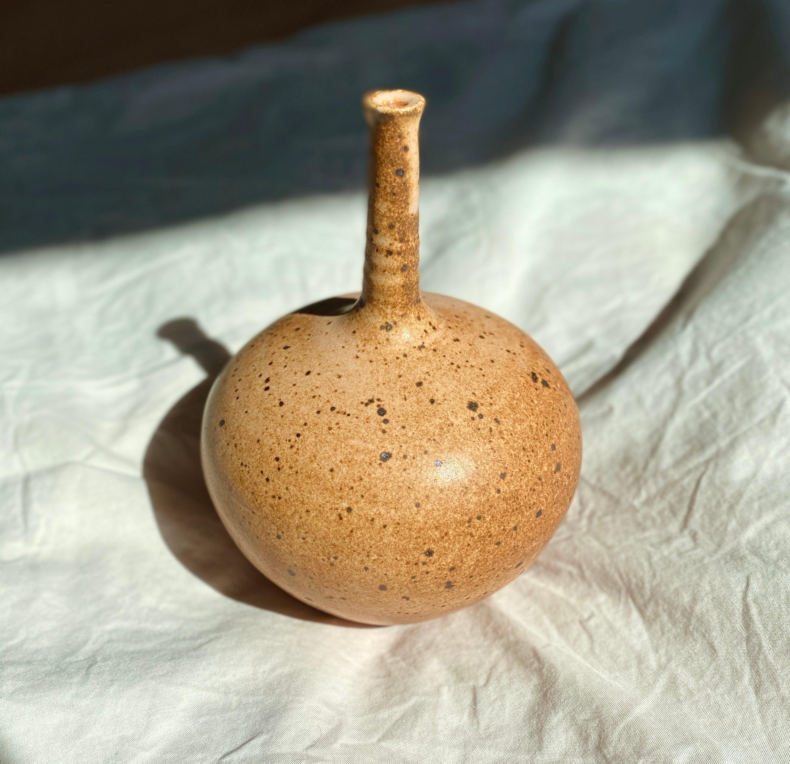 Pink/peach speckled skinny neck vase No. 4 - Dana Chieco Studio