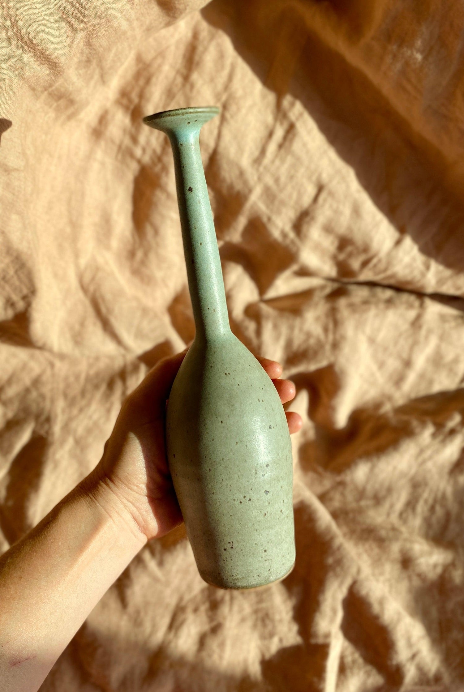 Blue speckled decorative bottle No. 4 - Dana Chieco Studio