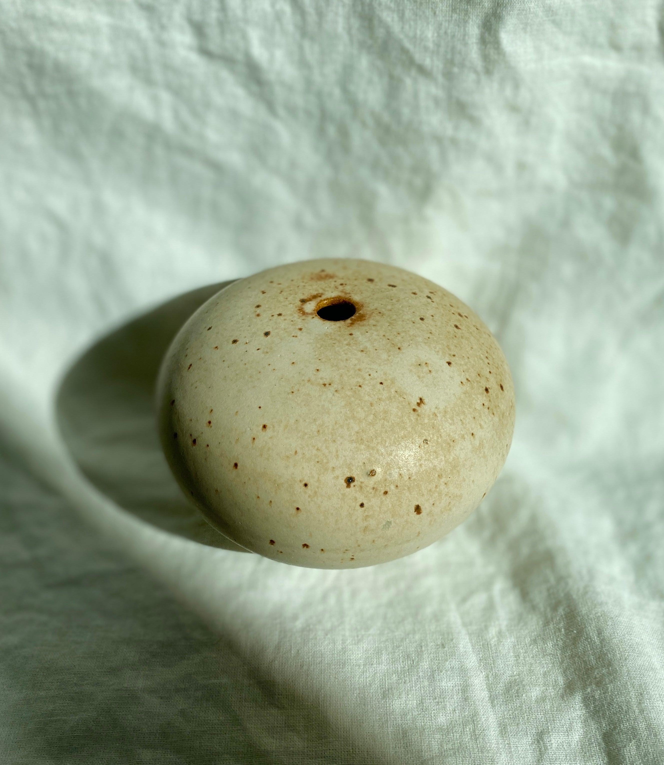 Warm satin white speckled vessel no. 3 - Dana Chieco Studio