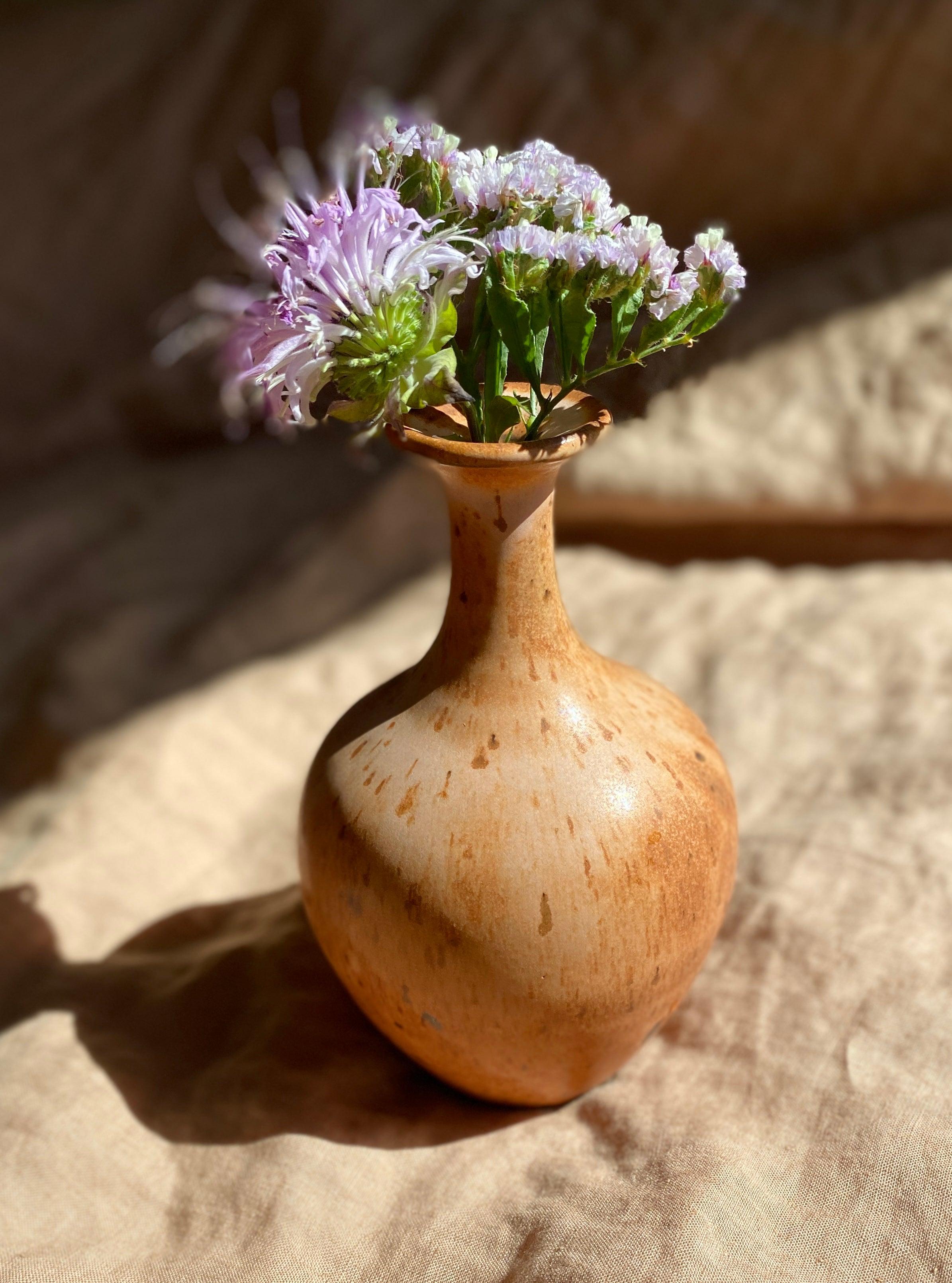 Pink/peach speckled bottle neck vase No. 6 - Dana Chieco Studio