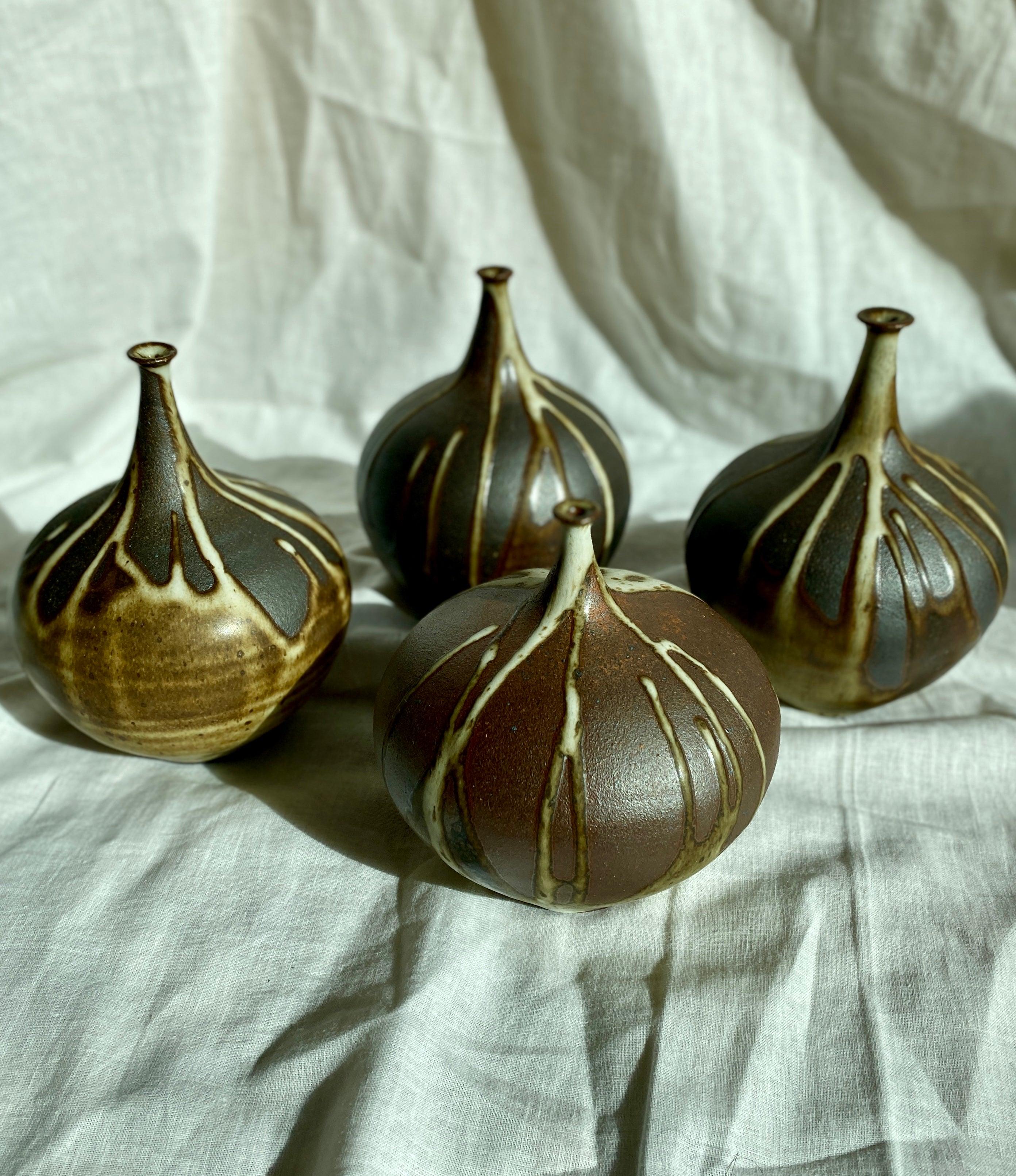 Poured glaze on black clay no. 3 - Dana Chieco Studio
