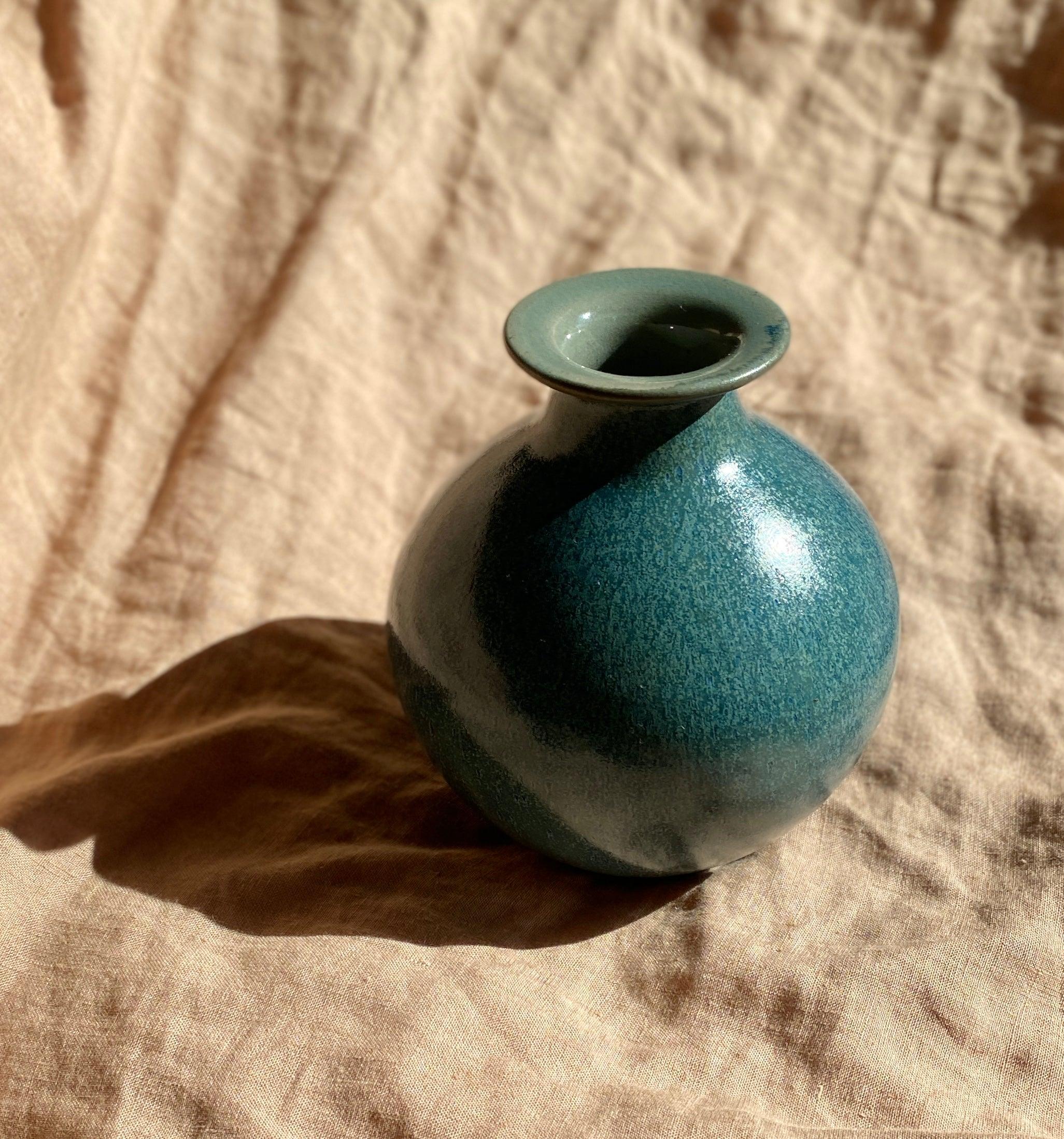 Blue and celadon medium vase - Dana Chieco Studio