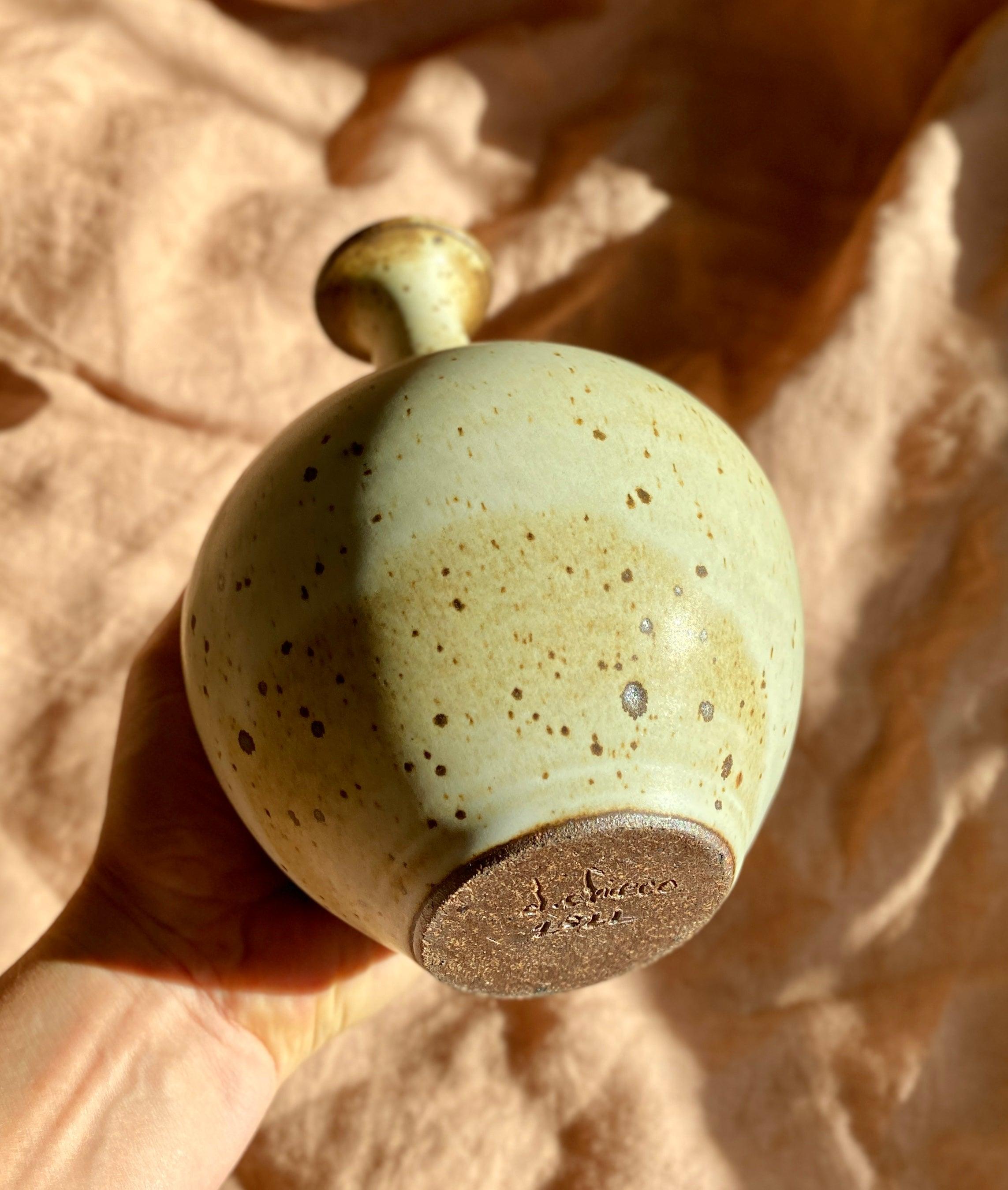 Matte white speckled bottle-neck vase No. 14 - Dana Chieco Studio