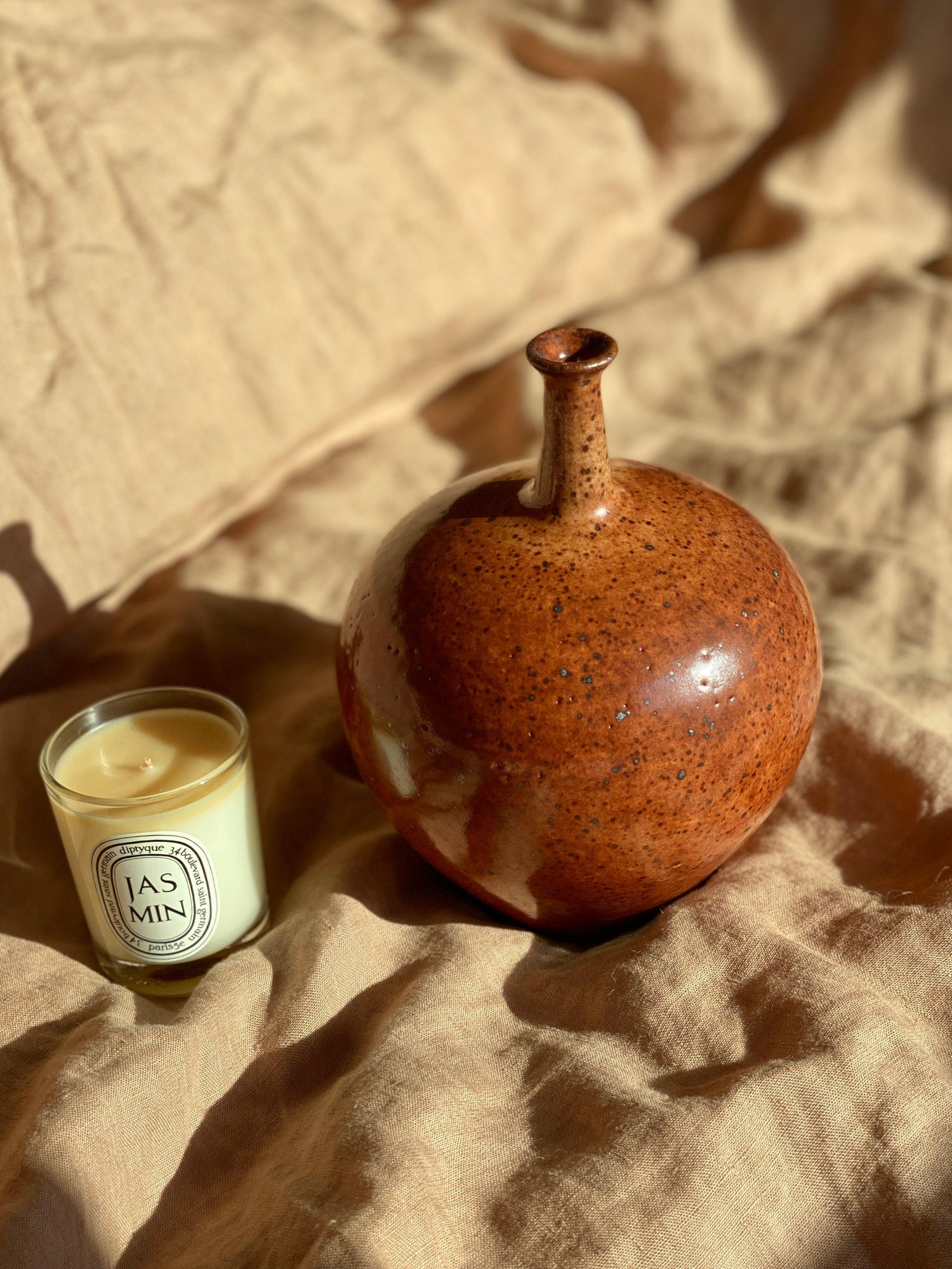 Shino wide bottle-neck decorative vase No. 3 - Dana Chieco Studio