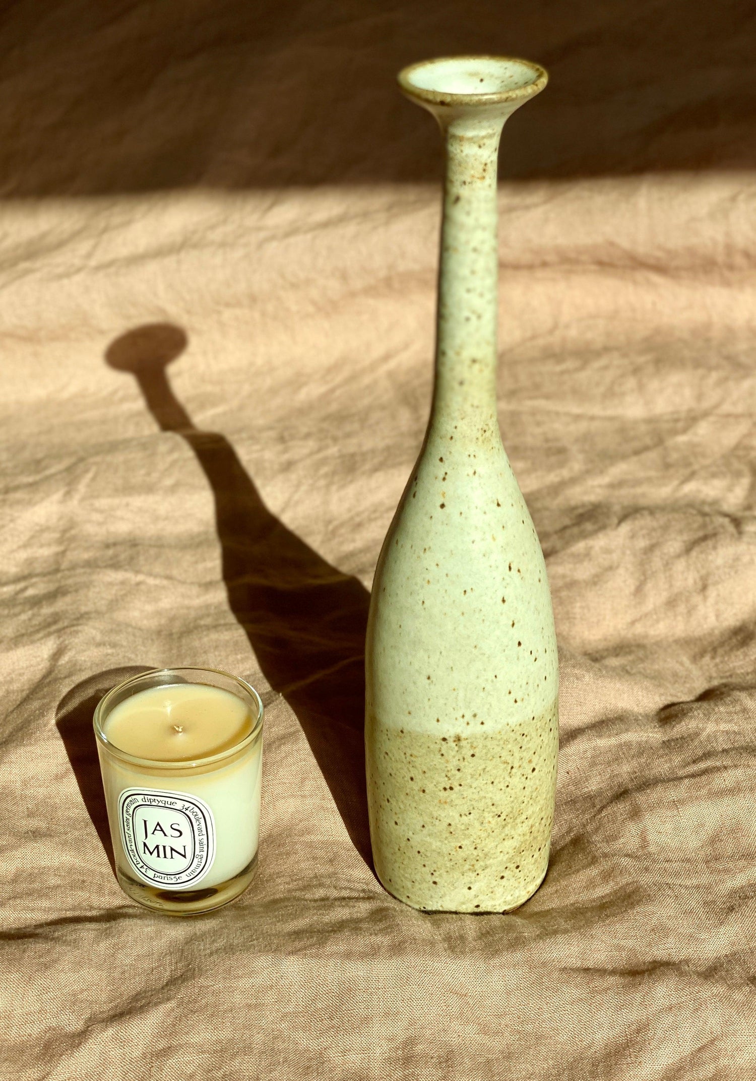 Matte white speckled tall decorative bottle No. 7 - Dana Chieco Studio