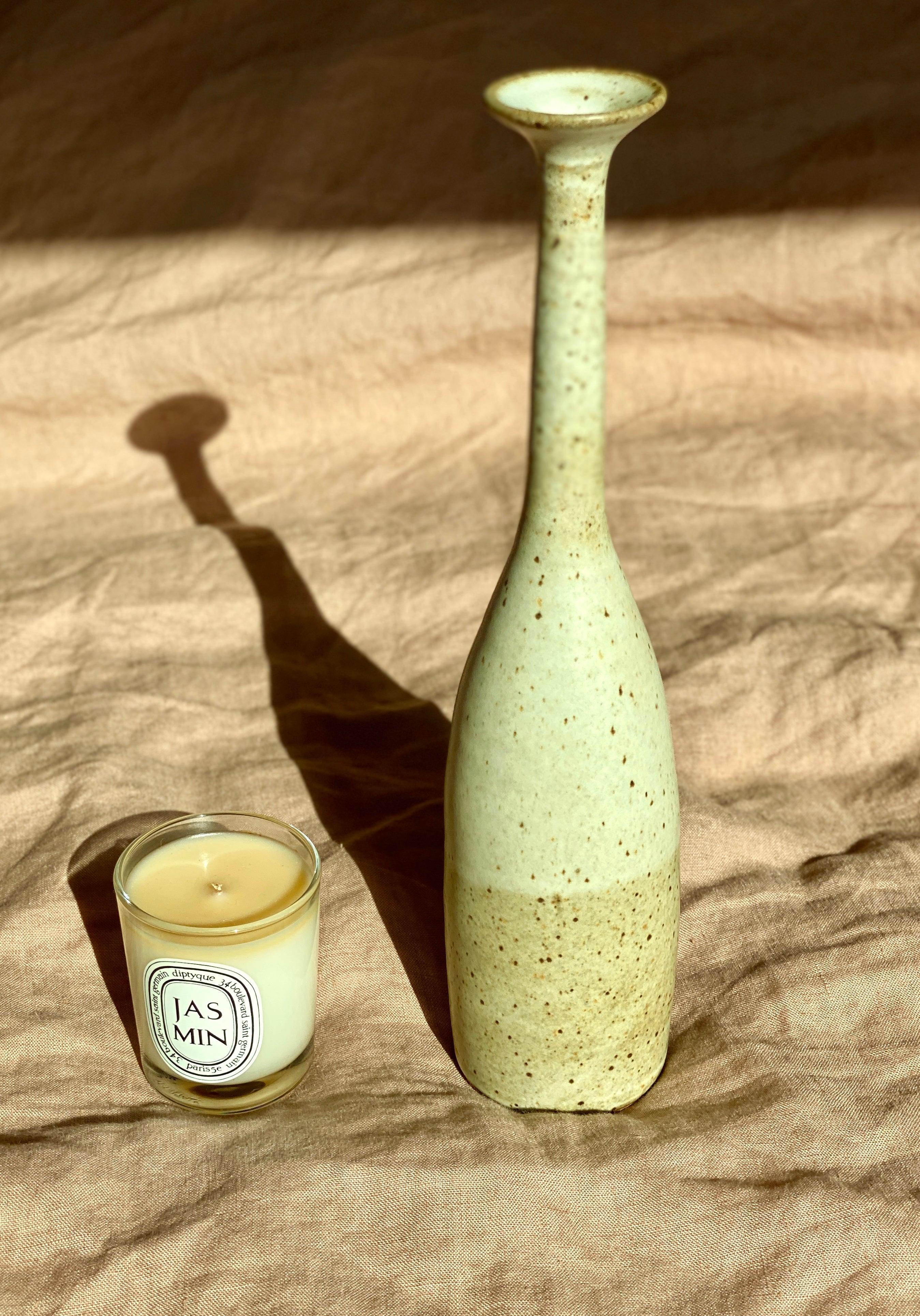 Matte white speckled tall decorative bottle No. 7 - Dana Chieco Studio