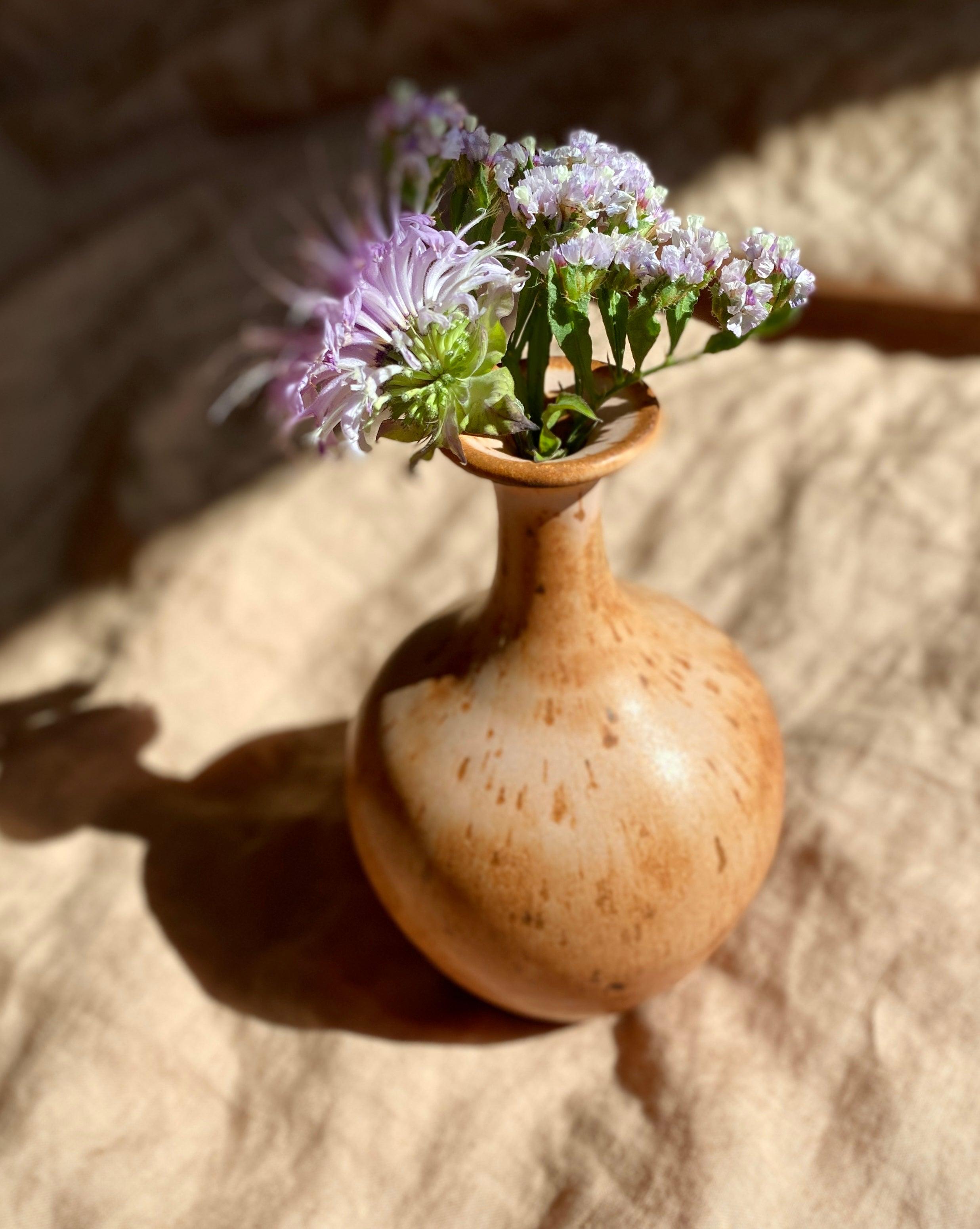 Pink/peach speckled bottle neck vase No. 6 - Dana Chieco Studio