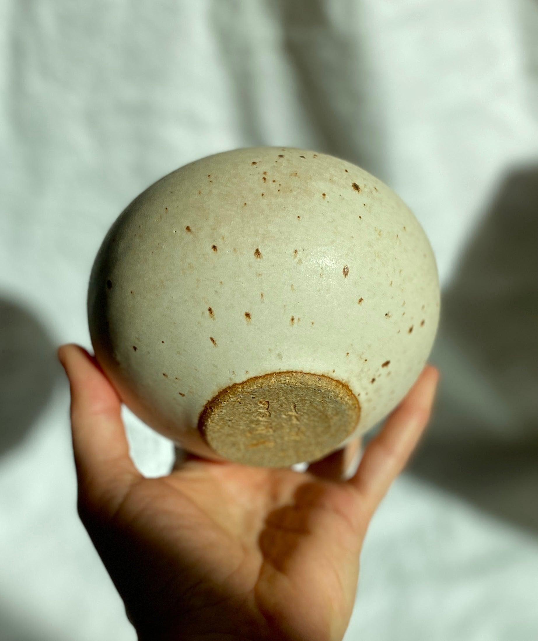 Warm satin white speckled vessel no. 3 - Dana Chieco Studio