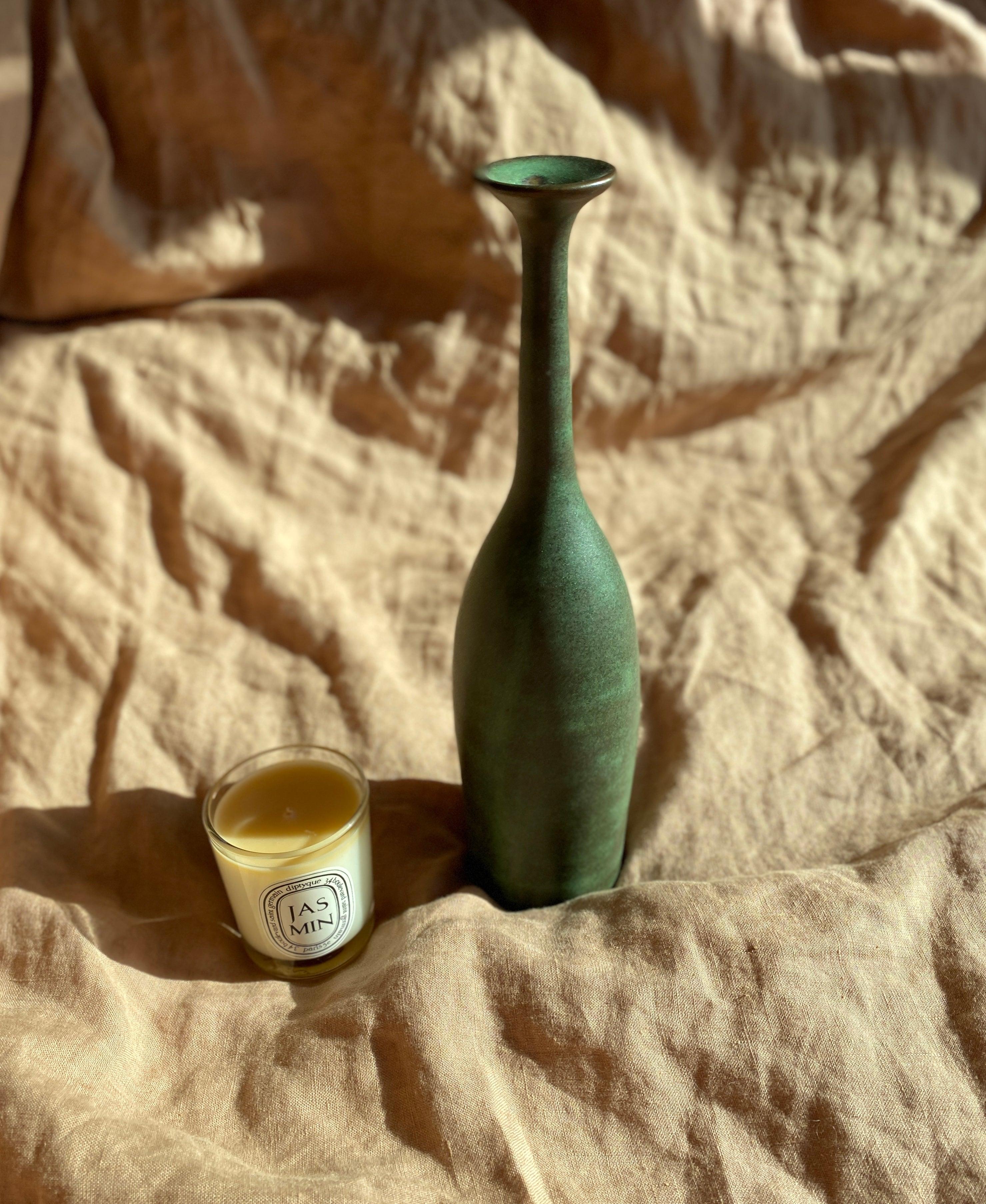 Green decorative bottle No. 9 - Dana Chieco Studio