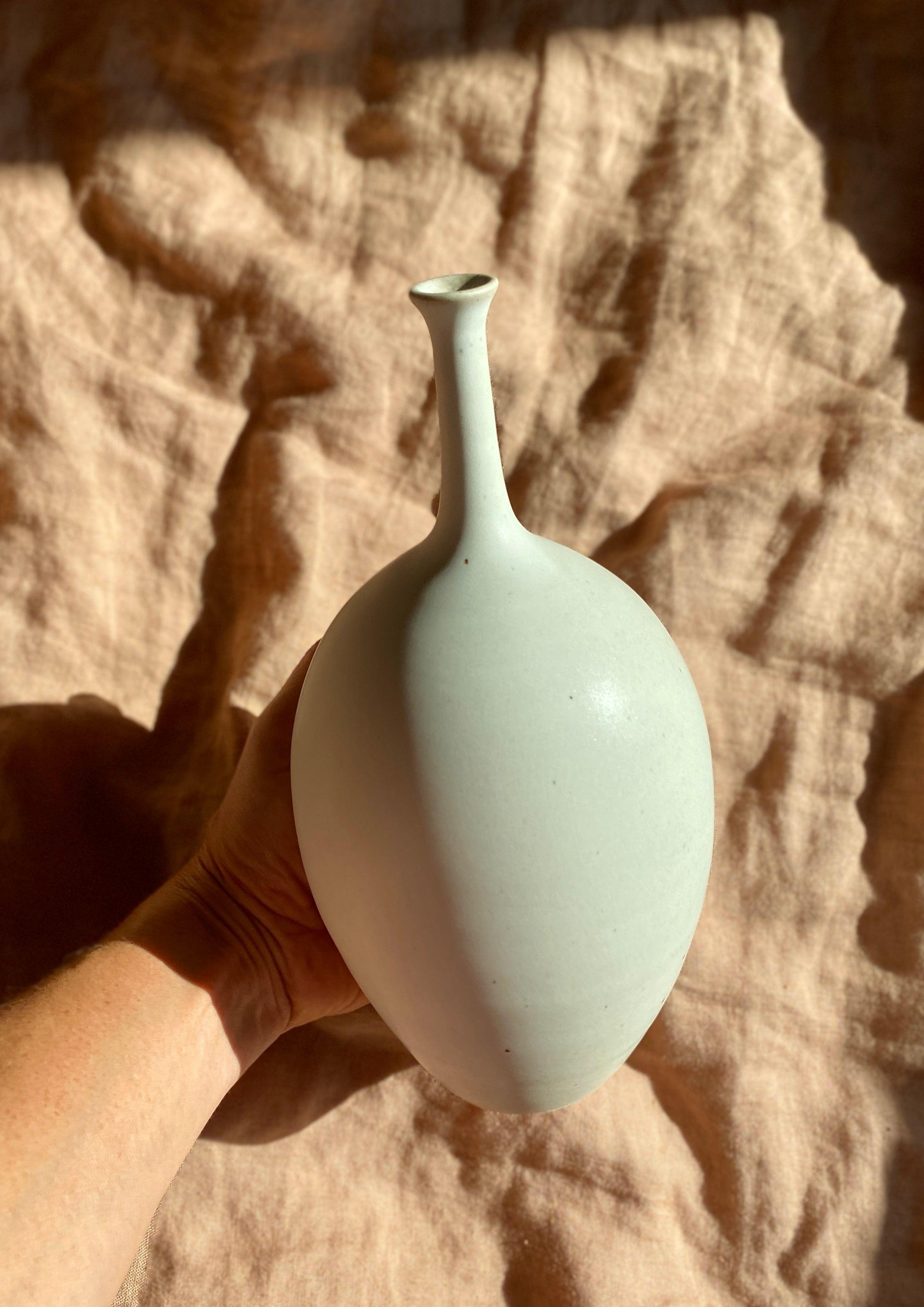 Matte white bottle-neck decorative vase No. 15 - Dana Chieco Studio