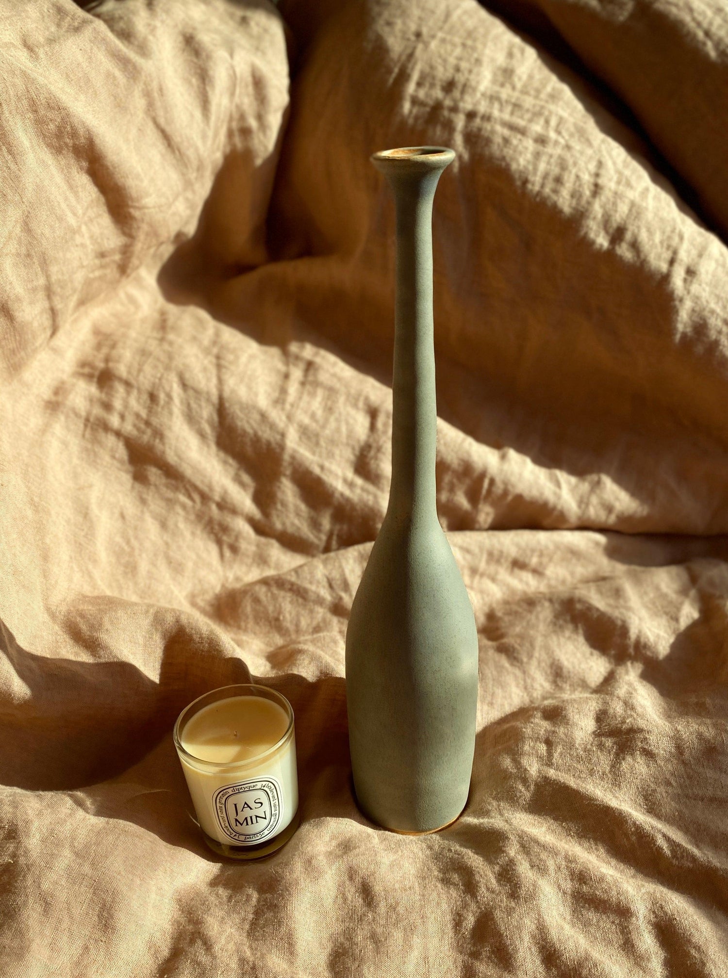 Gray and tan decorative bottle No. 1 - Dana Chieco Studio
