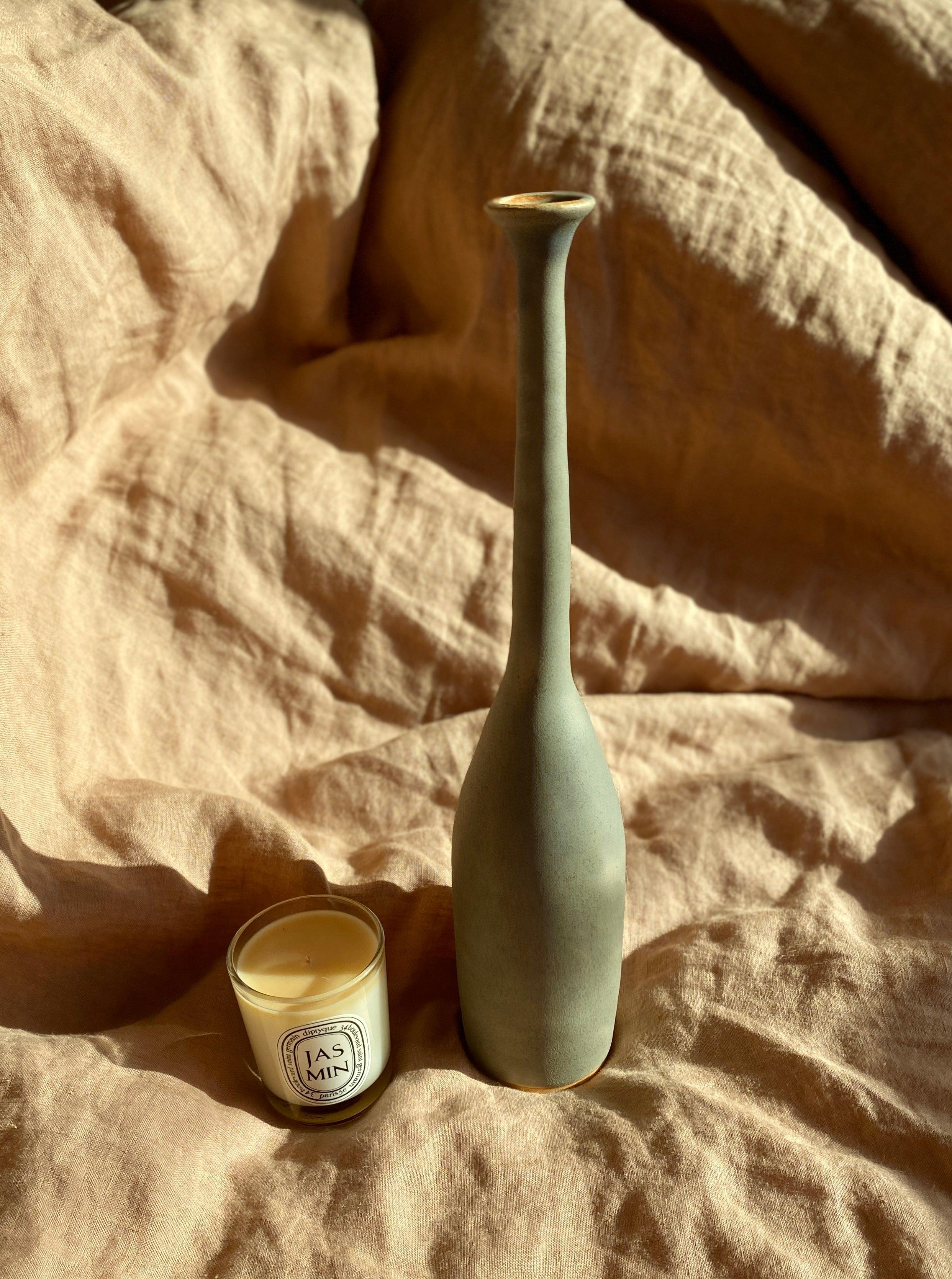 Gray and tan decorative bottle No. 1 - Dana Chieco Studio