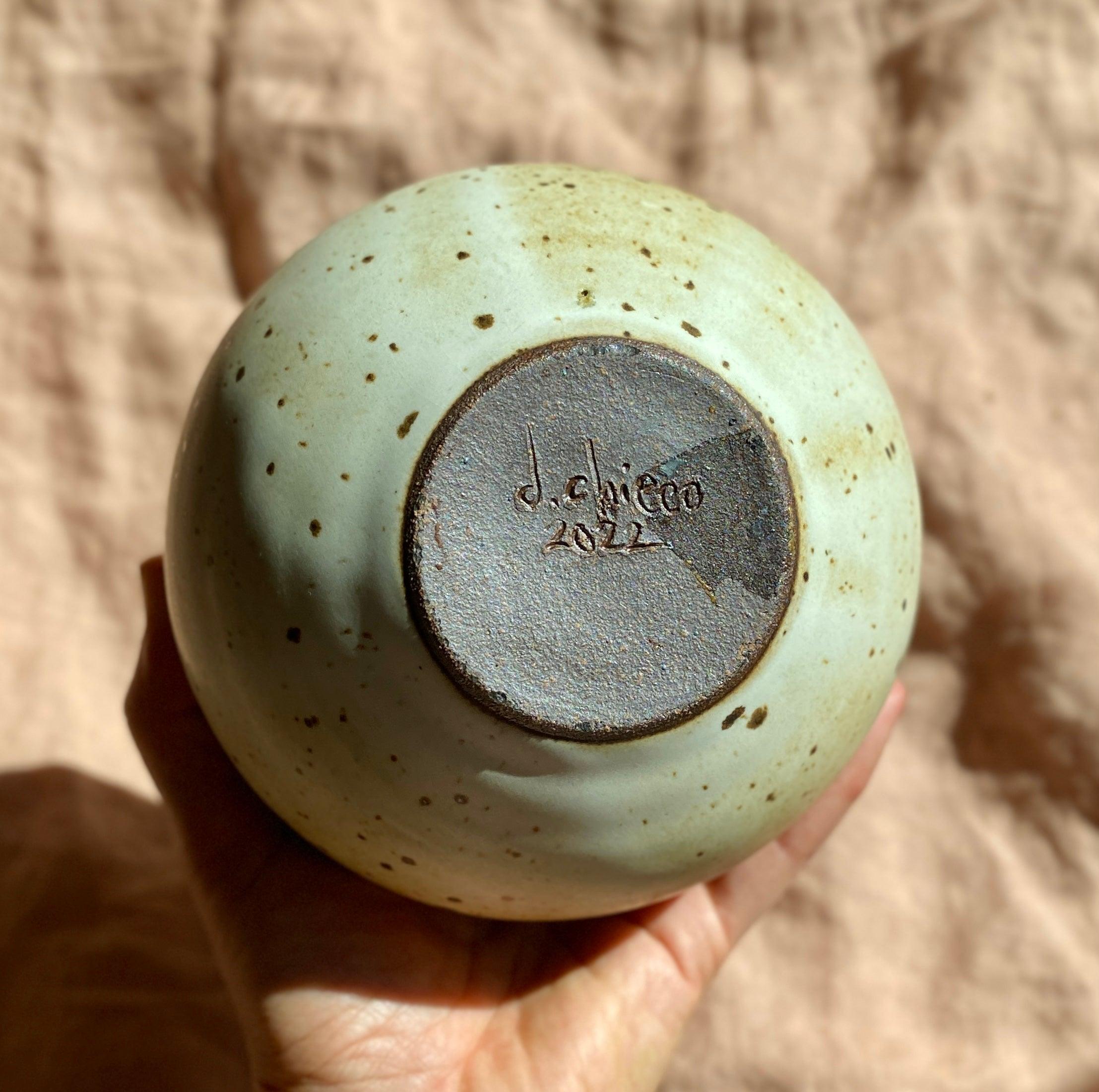 Matte white speckled wide vase with bottle-neck No. 11 - Dana Chieco Studio