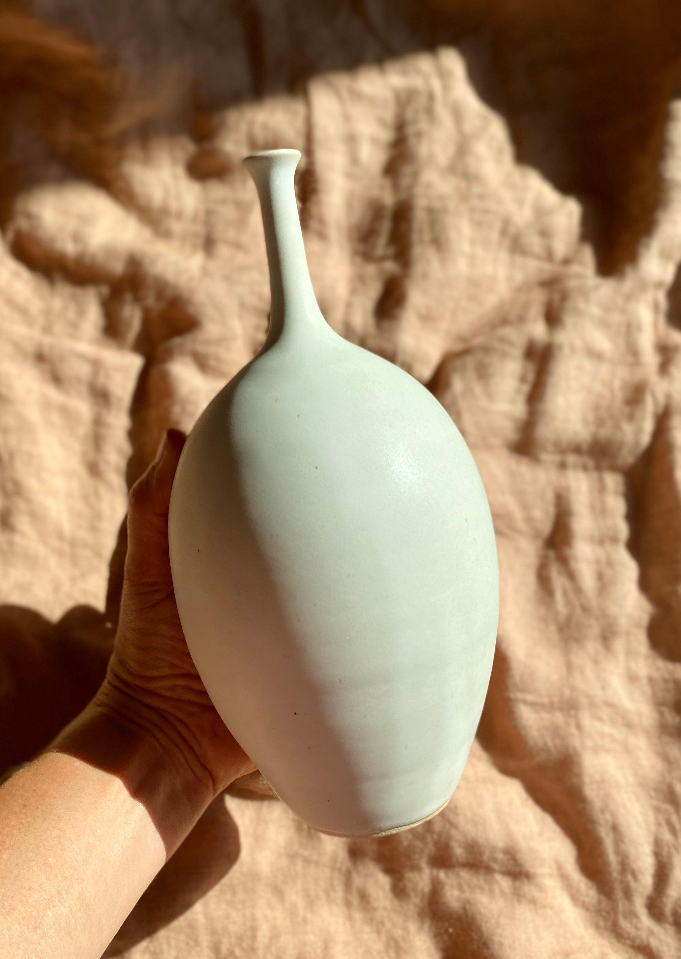 Matte white bottle-neck decorative vase No. 15 - Dana Chieco Studio