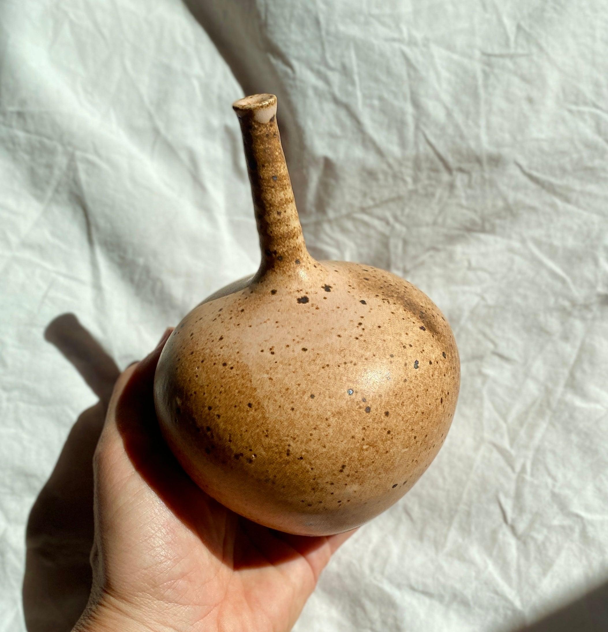 Pink/peach speckled skinny neck vase No. 4 - Dana Chieco Studio